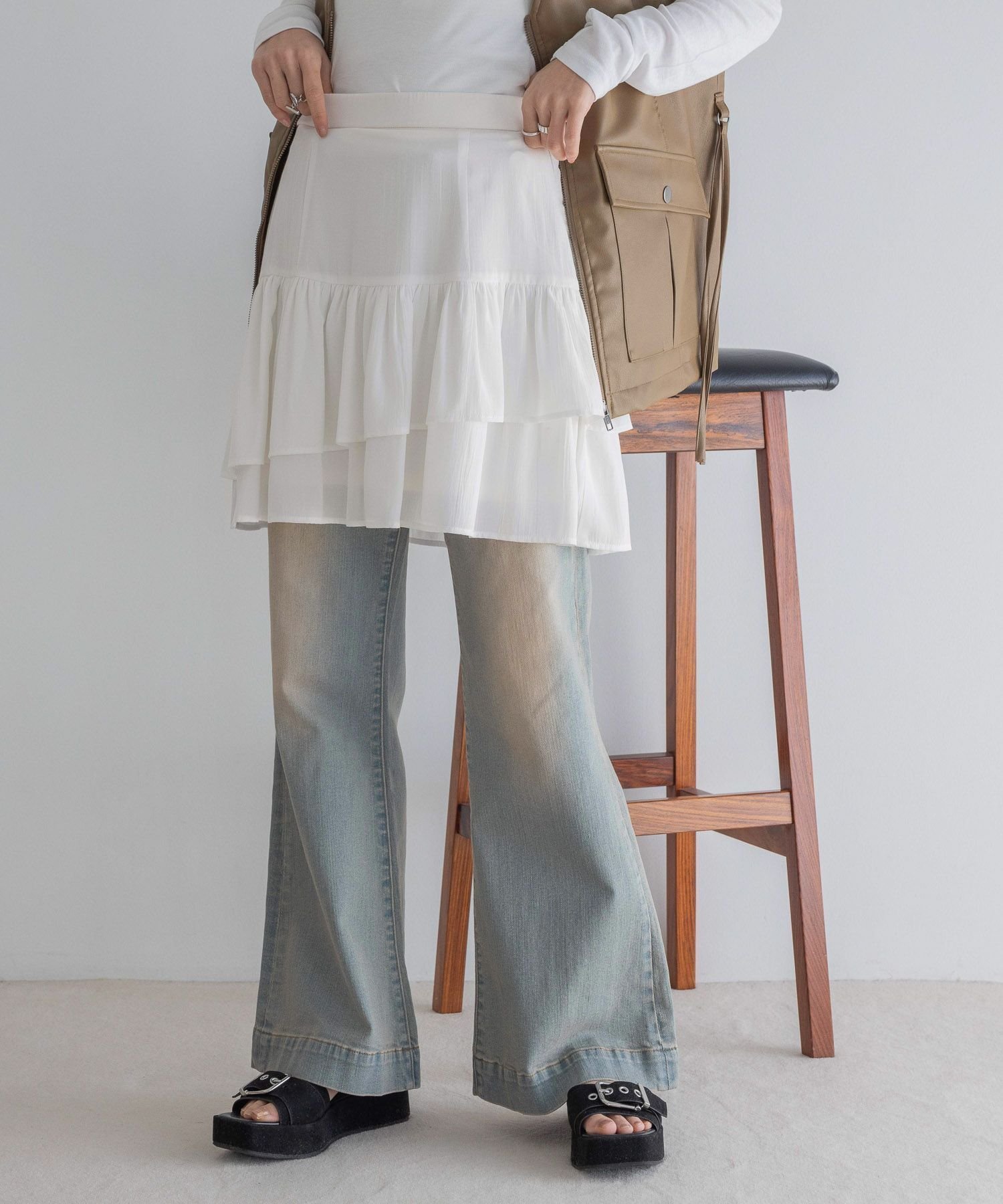 【ジーナシス/JEANASiS】のフリルティアードミニスカート 人気、トレンドファッション・服の通販 founy(ファニー) 　ファッション　Fashion　レディースファッション　WOMEN　スカート　Skirt　ミニスカート　Mini Skirts　おすすめ　Recommend　イレギュラー　Irregular　コンパクト　Compact　ジャケット　Jacket　スラックス　Slacks　ティアード　Tiered　デニム　Denim　トレンド　Trend　フリル　Frills　ブルゾン　Blouson　ミニスカート　Mini Skirt　 other-1|ID: prp329100004549836 ipo3291000000032255300