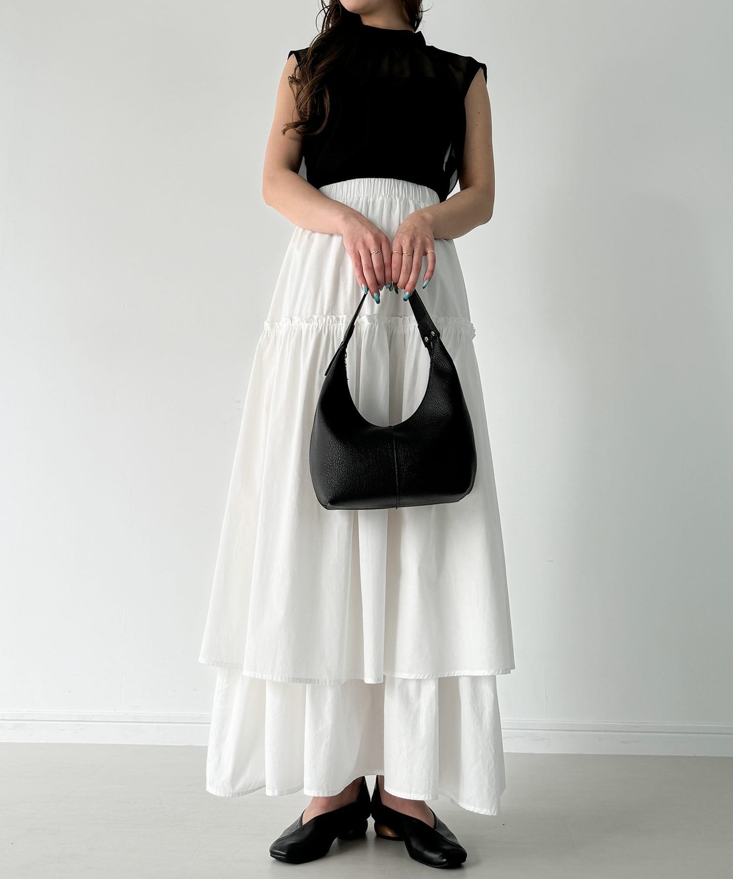 【ジュノア/JUNOAH】のボリュームティアードスカート インテリア・キッズ・メンズ・レディースファッション・服の通販 founy(ファニー) 　ファッション　Fashion　レディースファッション　WOMEN　スカート　Skirt　ティアードスカート　Tiered Skirts　チェック　Check　無地　Plain Color　ホワイト|ID: prp329100004549885 ipo3291000000032238884