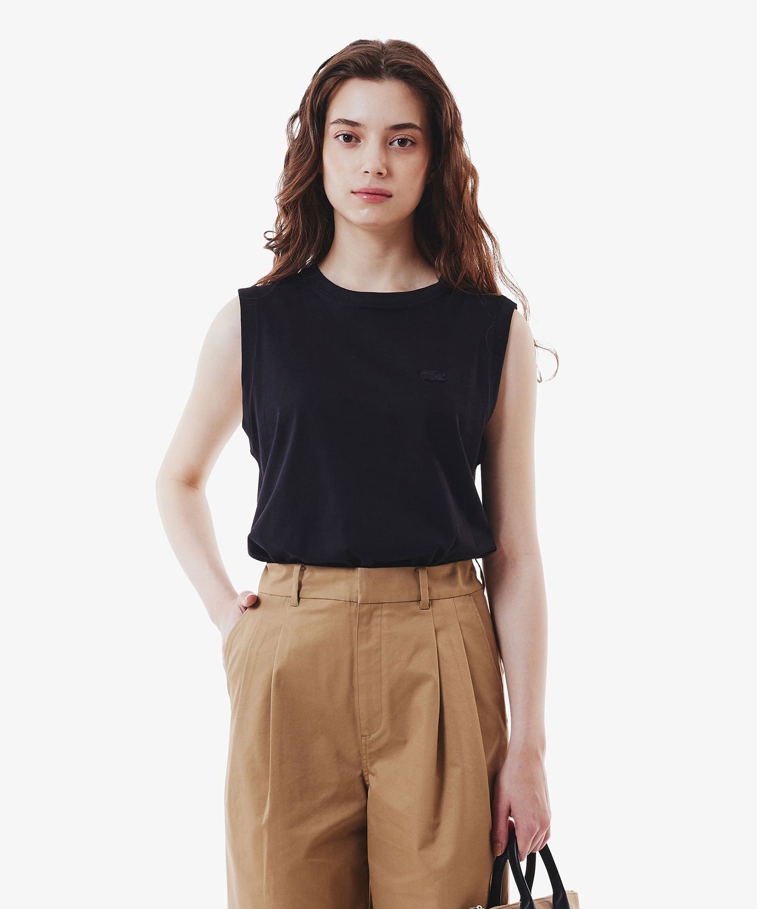 【ラコステ/LACOSTE】のノースリーブTシャツ インテリア・キッズ・メンズ・レディースファッション・服の通販 founy(ファニー) 　ファッション　Fashion　レディースファッション　WOMEN　トップス・カットソー　Tops/Tshirt　キャミソール / ノースリーブ　No Sleeves　シャツ/ブラウス　Shirts/Blouses　ロング / Tシャツ　T-Shirts　インナー　Inner　スマート　Smart　センター　Center　ノースリーブ　No Sleeve　フィット　Fit　ベーシック　Basic　レギュラー　Regular　ブラック|ID: prp329100004549896 ipo3291000000032205919