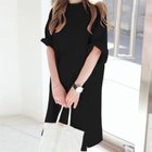 【ミニミニストア/miniministore】のチュニックTシャツ サイドスリット 人気、トレンドファッション・服の通販 founy(ファニー) ファッション Fashion レディースファッション Fashion for Women トップス・カットソー Cut & Sew Tops シャツ・ブラウス・オフィスカジュアル Elegant Blouses & Button-Ups ロングTシャツ・Tシャツ Longline T-Shirts & Tees カットソー Cut and Sewn Top シンプル Simple, Minimal スリット Slit, Slit Detail チュニック Tunic, Long Top ベーシック Basic, Essential ボトム Bottoms, Lower Wear ロング Long, Long-Length 半袖 Short Sleeve, Half Sleeve 夏 Summer 春 Spring S/S・春夏 SS, Spring/Summer, Warm Season 無地 Plain, Solid Color thumbnail ブラック|ID: prp329100004549903 ipo3291000000033521782