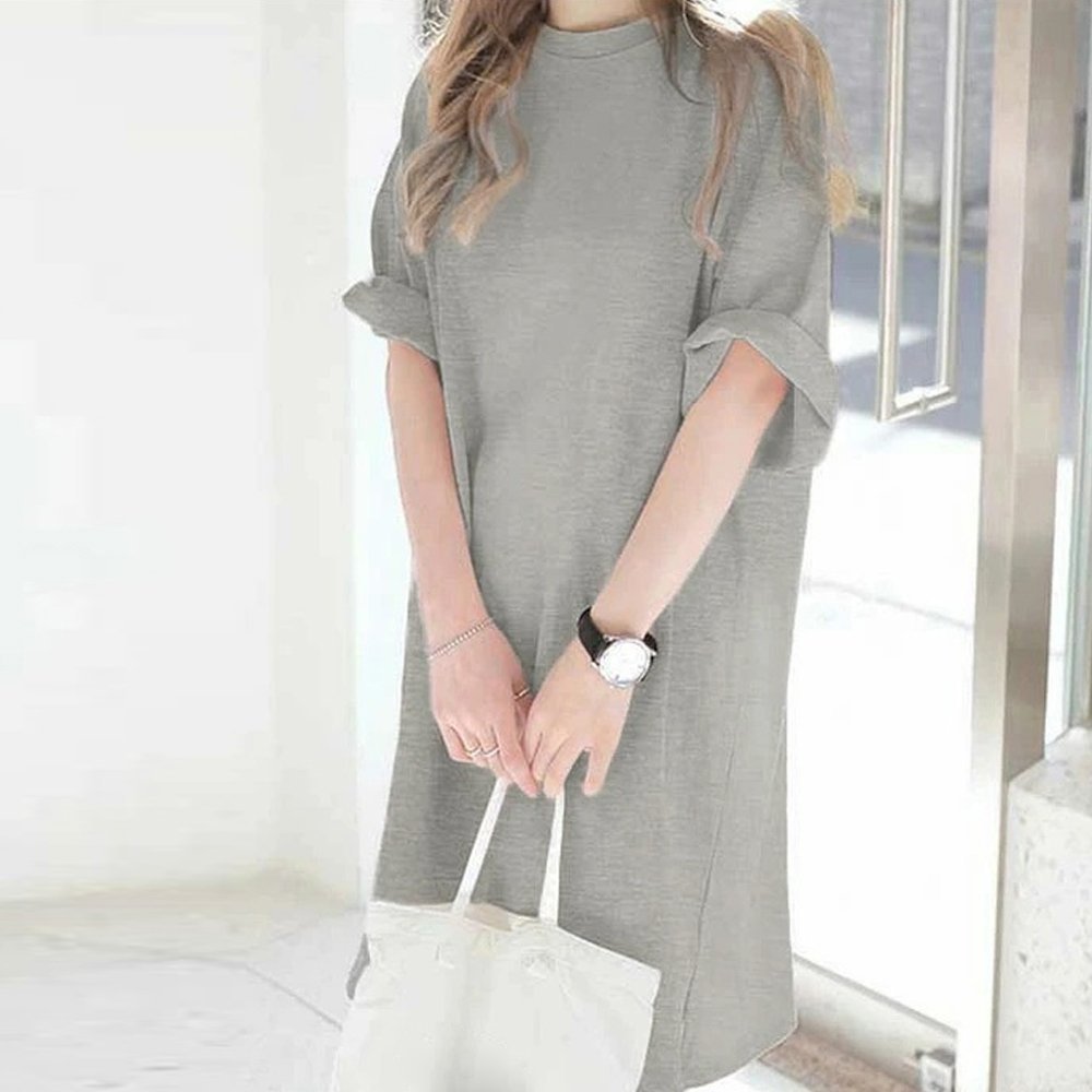【ミニミニストア/miniministore】のチュニックTシャツ サイドスリット インテリア・キッズ・メンズ・レディースファッション・服の通販 founy(ファニー) 　ファッション　Fashion　レディースファッション　Fashion for Women　トップス・カットソー　Cut & Sew Tops　シャツ・ブラウス・オフィスカジュアル　Elegant Blouses & Button-Ups　ロングTシャツ・Tシャツ　Longline T-Shirts & Tees　カットソー　Cut and Sewn Top　シンプル　Simple, Minimal　スリット　Slit, Slit Detail　チュニック　Tunic, Long Top　ベーシック　Basic, Essential　ボトム　Bottoms, Lower Wear　ロング　Long, Long-Length　半袖　Short Sleeve, Half Sleeve　夏　Summer　春　Spring　S/S・春夏　SS, Spring/Summer, Warm Season　無地　Plain, Solid Color　ライトグレー|ID: prp329100004549903 ipo3291000000033521785