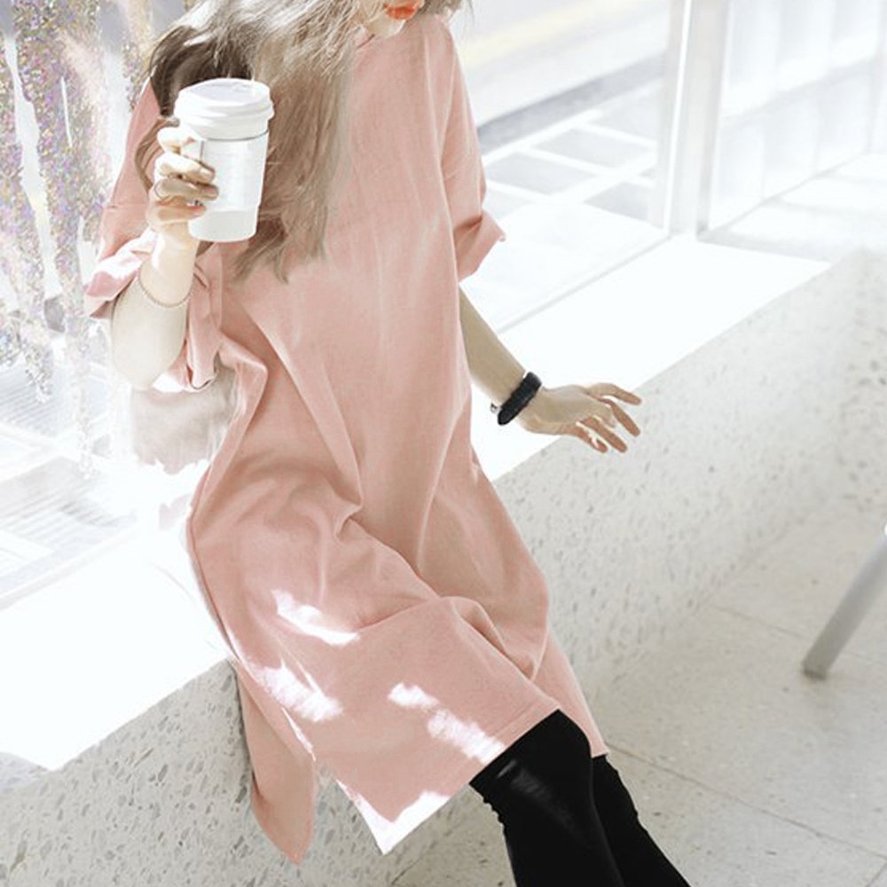 【ミニミニストア/miniministore】のチュニックTシャツ サイドスリット インテリア・キッズ・メンズ・レディースファッション・服の通販 founy(ファニー) 　ファッション　Fashion　レディースファッション　Fashion for Women　トップス・カットソー　Cut & Sew Tops　シャツ・ブラウス・オフィスカジュアル　Elegant Blouses & Button-Ups　ロングTシャツ・Tシャツ　Longline T-Shirts & Tees　カットソー　Cut and Sewn Top　シンプル　Simple, Minimal　スリット　Slit, Slit Detail　チュニック　Tunic, Long Top　ベーシック　Basic, Essential　ボトム　Bottoms, Lower Wear　ロング　Long, Long-Length　半袖　Short Sleeve, Half Sleeve　夏　Summer　春　Spring　S/S・春夏　SS, Spring/Summer, Warm Season　無地　Plain, Solid Color　ピンク|ID: prp329100004549903 ipo3291000000033521786