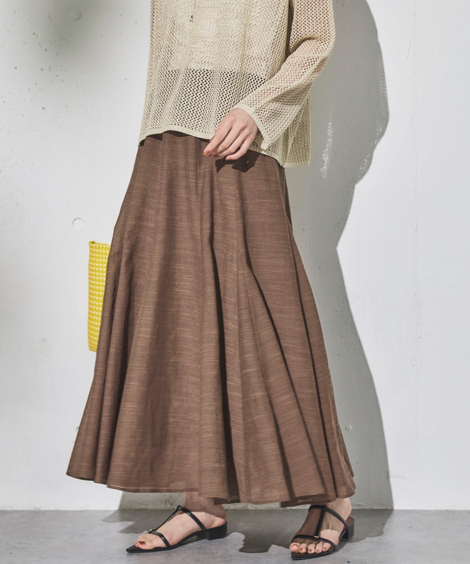 【ドゥ アルシーヴ/Doux archives】のランダム切替ギャザーフレアスカート インテリア・キッズ・メンズ・レディースファッション・服の通販 founy(ファニー) 　ファッション　Fashion　レディースファッション　Ladies' Fashion Online　スカート　Skirt　Aライン/フレアスカート　Flared A-Line Skirts　フレア　Flare　ランダム　Random　切替　Switching　BROWN|ID: prp329100004549930 ipo3291000000032622809