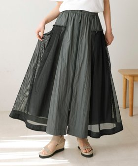 【バブ ブージュルード/Bab Bou Jeloud】のサイドメッシュワークスカート 人気、トレンドファッション・服の通販 founy(ファニー) ファッション Fashion レディースファッション Fashion for Women スカート Skirts コンビ Combo, Combination Style フレア Flare, Flared メッシュ Mesh, Net Fabric 再入荷 Restock / Back in Stock 切替 Switching, Contrast Panel 秋 Autumn |ID:prp329100004549942