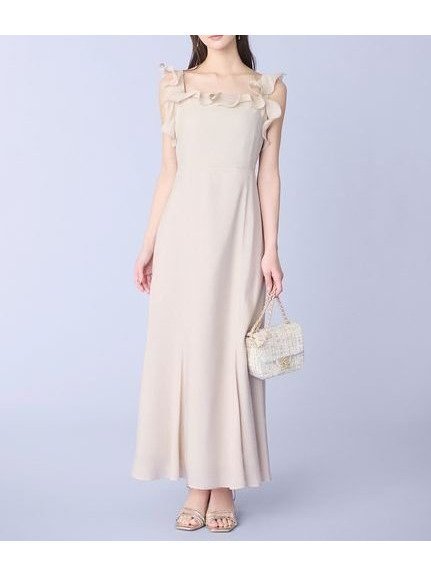 【セルフォード/CELFORD】のペタルフリルキャミワンピース インテリア・キッズ・メンズ・レディースファッション・服の通販 founy(ファニー) 　ファッション　Fashion　レディースファッション　Ladies' Fashion Online　ワンピース　Dress　キャミワンピース　No Sleeve Dresses　フィット　Fit　フリル　Frills　リボン　Ribbon　BEG[037]|ID: prp329100004550045 ipo3291000000032623342