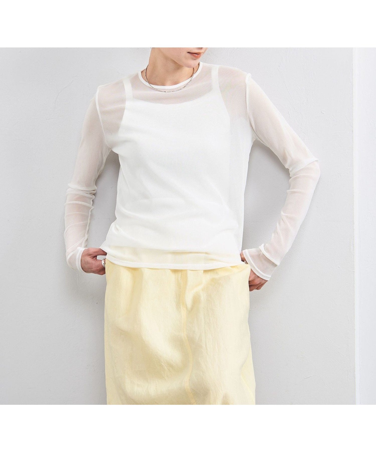【ユナイテッドアローズ/UNITED ARROWS】のチュール ジャージー カットソー インテリア・キッズ・メンズ・レディースファッション・服の通販 founy(ファニー) 　ファッション　Fashion　レディースファッション　WOMEN　トップス・カットソー　Tops/Tshirt　カットソー　Cut and Sewn　インナー　Inner　カットソー　Cut And Sew　キャミソール　Camisole　シアー　Sheer　ジャージー　Jersey　タンク　Tank　チュール　Tulle　バランス　Balance　WHITE|ID: prp329100004550089 ipo3291000000032316443