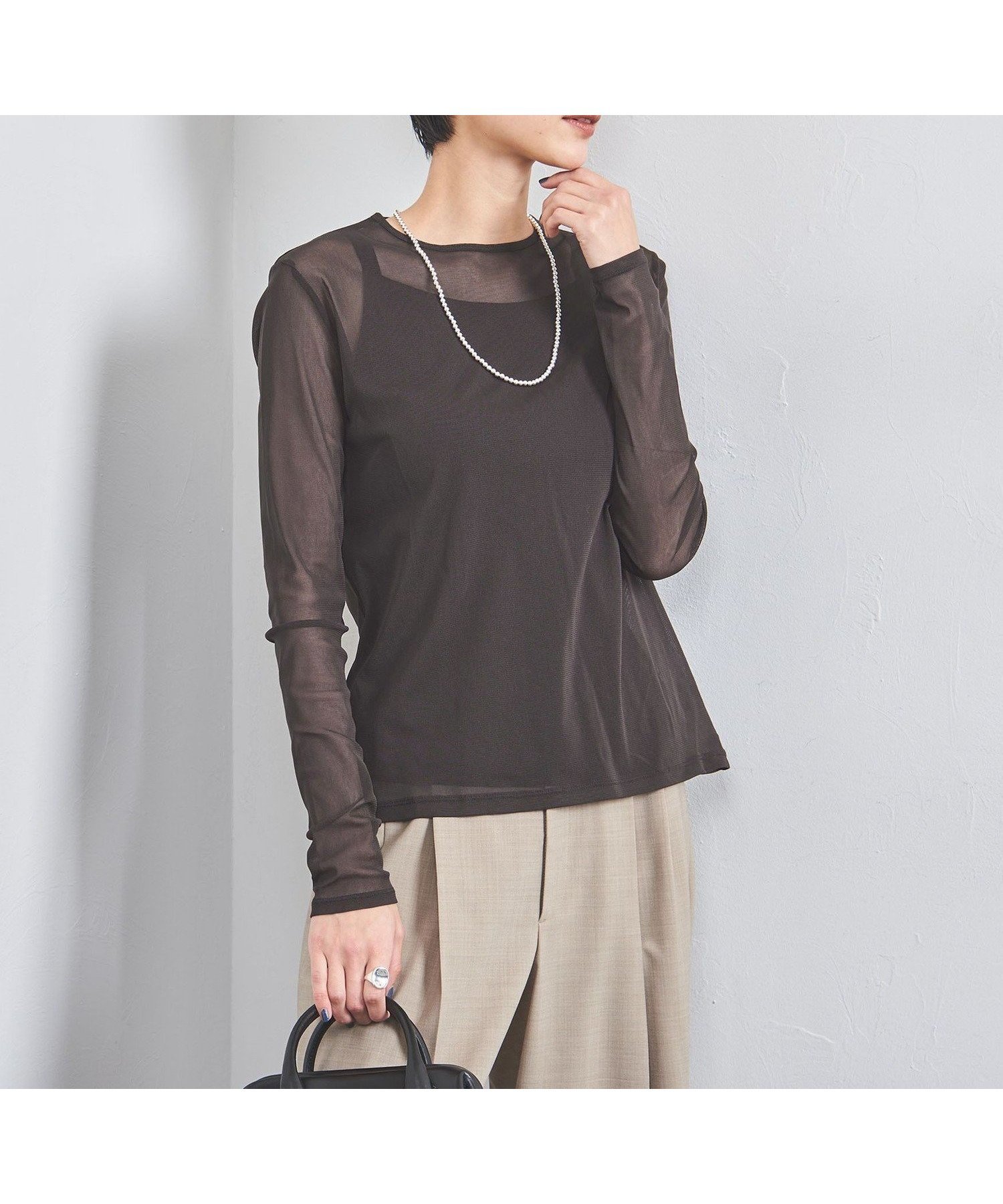 【ユナイテッドアローズ/UNITED ARROWS】のチュール ジャージー カットソー インテリア・キッズ・メンズ・レディースファッション・服の通販 founy(ファニー) 　ファッション　Fashion　レディースファッション　WOMEN　トップス・カットソー　Tops/Tshirt　カットソー　Cut and Sewn　インナー　Inner　カットソー　Cut And Sew　キャミソール　Camisole　シアー　Sheer　ジャージー　Jersey　タンク　Tank　チュール　Tulle　バランス　Balance　DK.BROWN|ID: prp329100004550089 ipo3291000000032316455