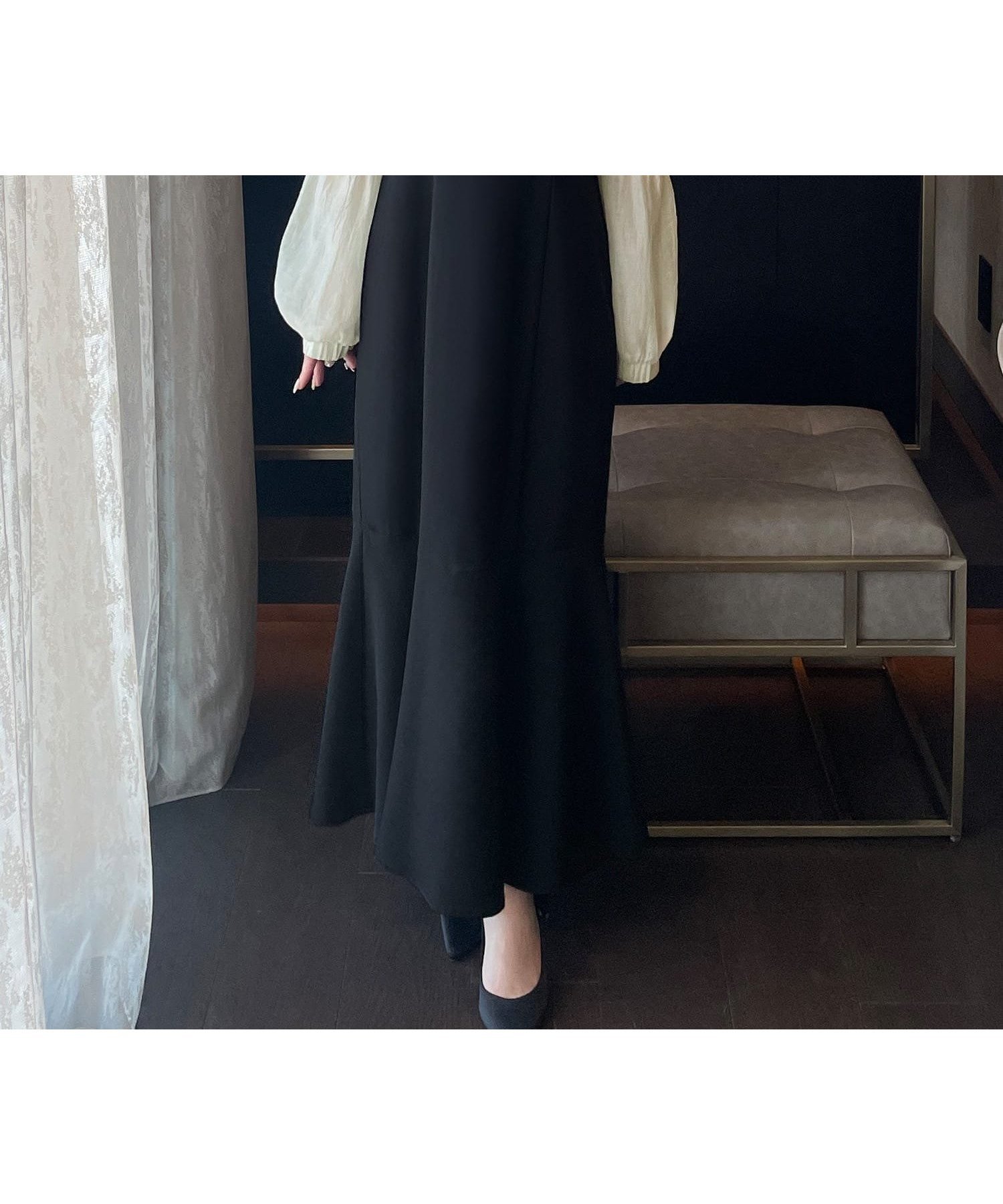 【ジュノア/JUNOAH】のシアーボリュームスリーブワンピース インテリア・キッズ・メンズ・レディースファッション・服の通販 founy(ファニー) 　ファッション　Fashion　レディースファッション　Ladies' Fashion Online　ワンピース　Dress　Bブラック|ID: prp329100004550117 ipo3291000000032590485