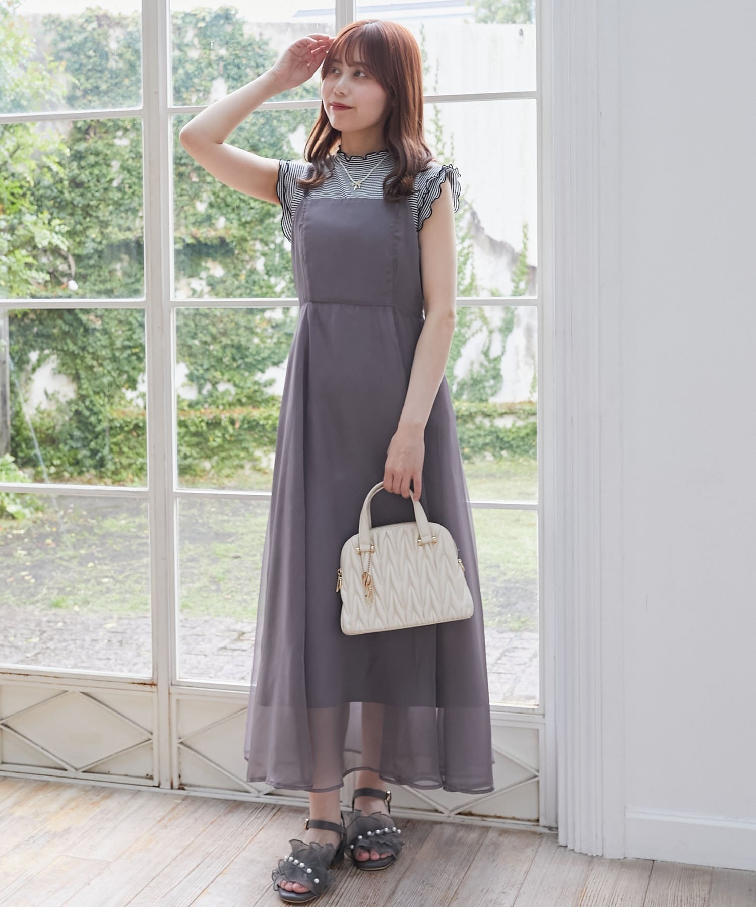【マジェスティック レゴン/MAJESTIC LEGON】のシアーレディキャミワンピ インテリア・キッズ・メンズ・レディースファッション・服の通販 founy(ファニー) 　ファッション　Fashion　レディースファッション　WOMEN　ワンピース　Dress　キャミワンピース　No Sleeve Dresses　トレンド　Trend　フィット　Fit　ラップ　Wrap　C/グレー|ID: prp329100004550133 ipo3291000000032249292