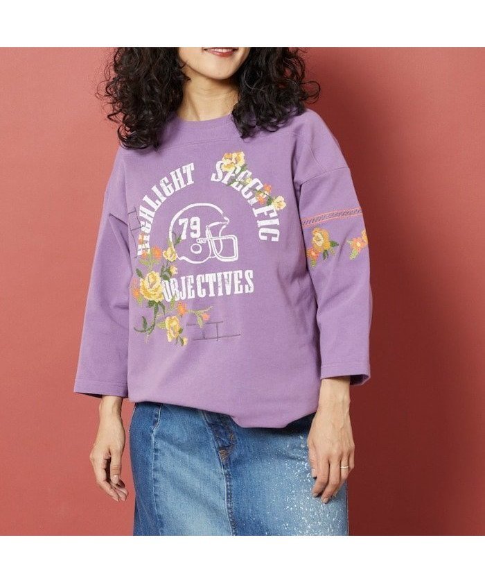 【フリークスストア/FREAK'S STORE】のクロスステッチフットボールTシャツ 25SS インテリア・キッズ・メンズ・レディースファッション・服の通販 founy(ファニー) 　ファッション　Fashion　レディースファッション　WOMEN　トップス・カットソー　Tops/Tshirt　シャツ/ブラウス　Shirts/Blouses　ロング / Tシャツ　T-Shirts　2024年　2024　2024-2025秋冬・A/W　Aw/Autumn/Winter/Fw/Fall/2024-2025　2025年　2025　2025春夏・S/S　Ss,Spring/Summer,2025　おすすめ　Recommend　コレクション　Collection　フラワー　Flower　モチーフ　Motif　リメイク　Remake　人気　Popularity　再入荷　Restock/Back In Stock/Re Arrival　夏　Summer　春　Spring　S/S・春夏　Ss・Spring/Summer　A/W・秋冬　Aw・Autumn/Winter・Fw・Fall-Winter　パープル|ID: prp329100004550174 ipo3291000000032282520
