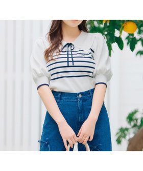 【ウィルセレクション/WILLSELECTION】のビッグカラーロゴ刺繍ニット 人気、トレンドファッション・服の通販 founy(ファニー) ファッション Fashion レディースファッション Fashion for Women トップス・カットソー Cut & Sew Tops ニット Knit Tops & Sweaters スリーブ Sleeve, Long Sleeve / Short Sleeve ビッグ Big, Oversized ブローチ Brooch, Pin Brooch リボン Ribbon, Bow |ID:prp329100004550260