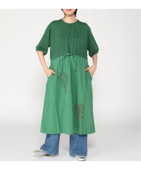 【スーパーハッカ/SUPER HAKKA】のコットンローンワッシャーバードツリー刺繡×天竺ワンピース 人気、トレンドファッション・服の通販 founy(ファニー) ファッション Fashion レディースファッション WOMEN ワンピース Dress ブラウジング Browsing ポケット Pocket 夏 Summer |ID:prp329100004550268