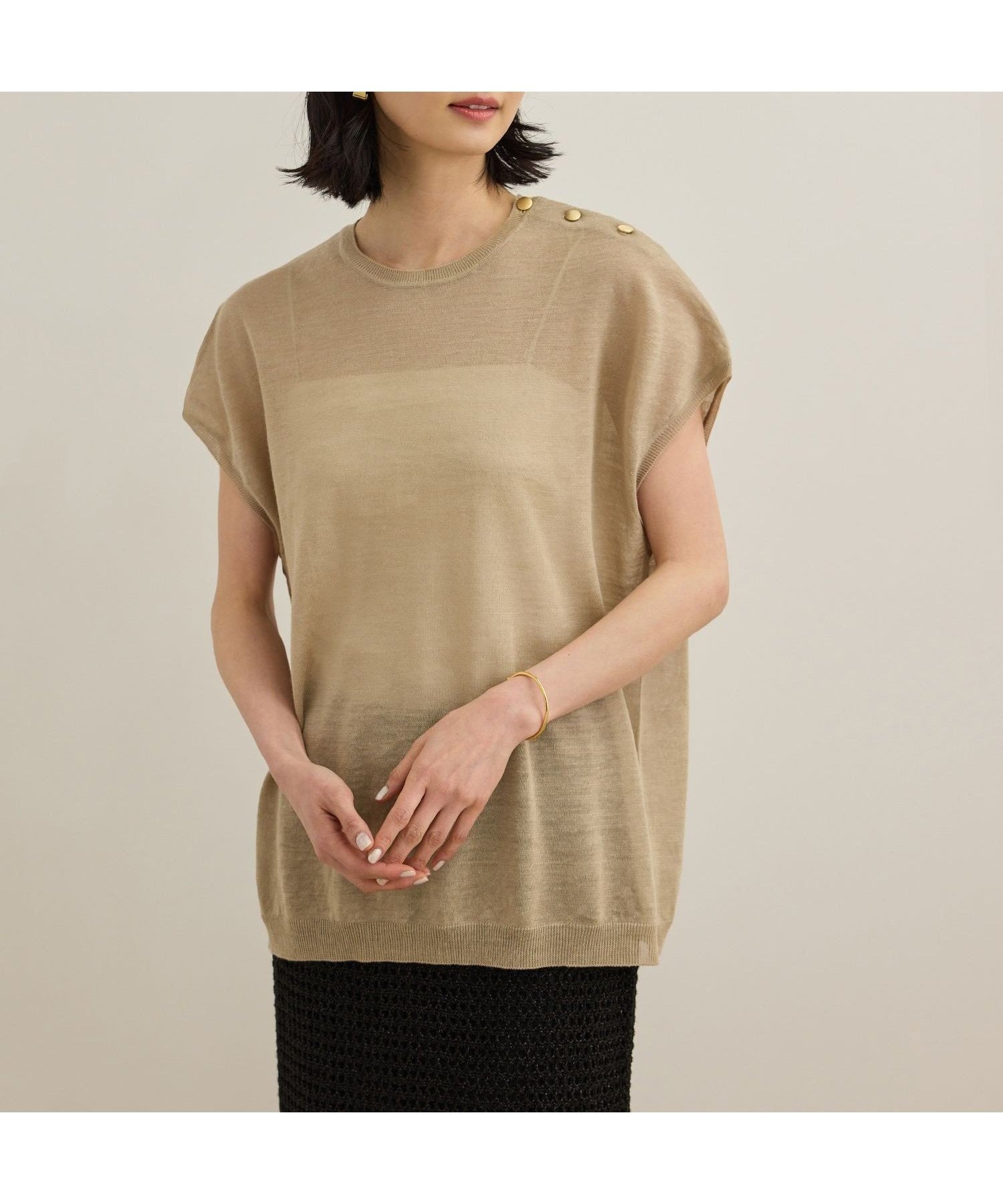 【ロペ/ROPE'】のラミー フレンチスリーブプルオーバー/サマーニット インテリア・キッズ・メンズ・レディースファッション・服の通販 founy(ファニー) 　ファッション　Fashion　レディースファッション　Ladies' Fashion Online　トップス・カットソー　Tops/Tshirt　ニット　Knit Tops　プルオーバー　Pullover　おすすめ　Recommend　アクセサリー　Accessories　インナー　Inner　サマー　Summer　シアー　Sheer　シンプル　Simple　ジャケット　Jacket　スリーブ　Sleeve　フレンチ　French　ポケット　Pocket　リラックス　Relax　夏　Summer　ベージュ(27)|ID: prp329100004550280 ipo3291000000032609469