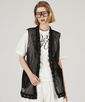【プランク プロジェクト/PRANK PROJECT】のトリムレースチュールジレ 人気、トレンドファッション・服の通販 founy(ファニー) ファッション Fashion レディースファッション WOMEN アウター Coat Outerwear トップス・カットソー Tops/Tshirt ベスト/ジレ Gilets/Vests インナー Inner キャミソール Camisole フラワー Flower ポケット Pocket モチーフ Motif レース Race ロマンティック Romantic 春 Spring 秋 Autumn/Fall |ID:prp329100004550302