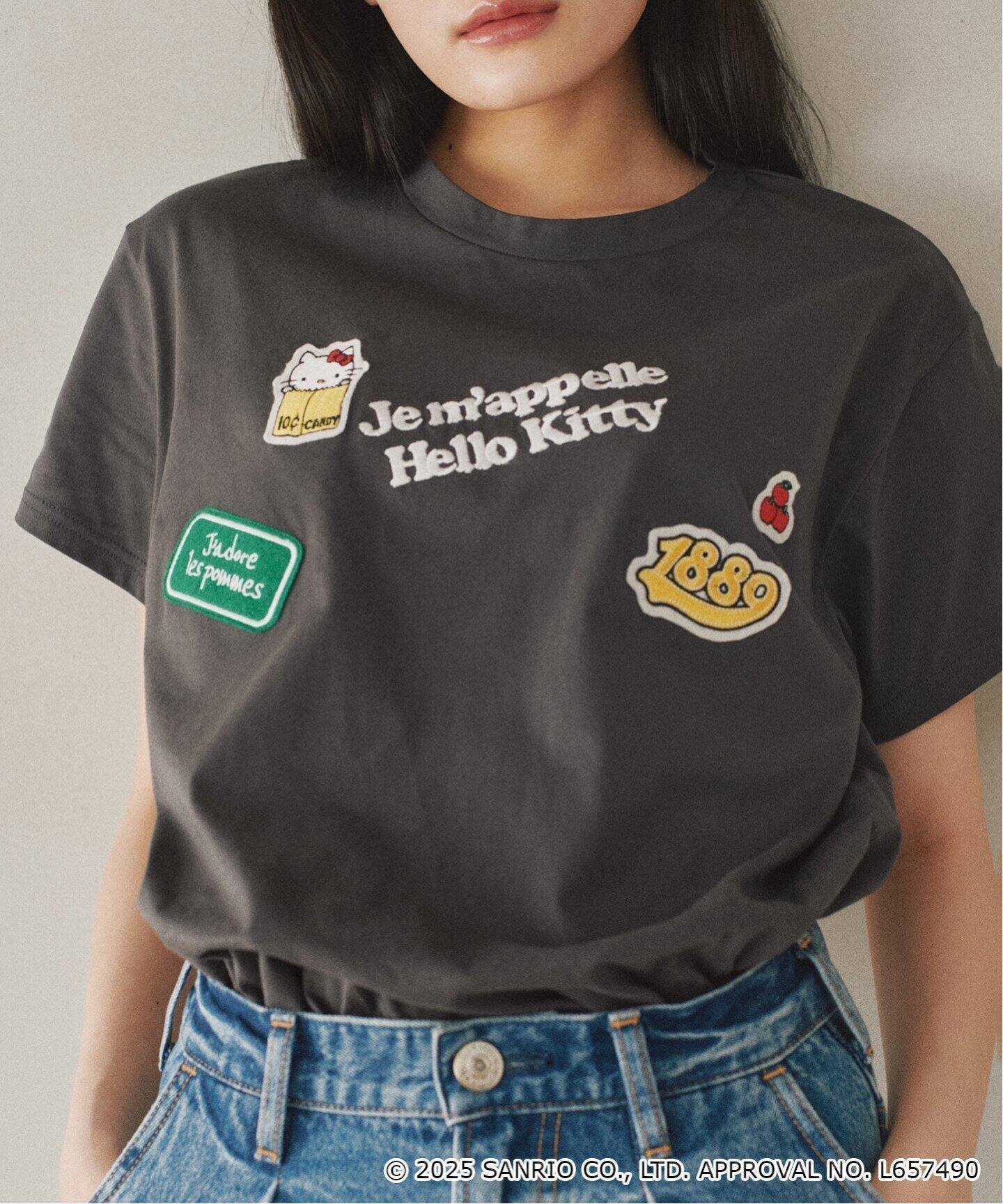 【スローブ イエナ/SLOBE IENA】の《一部店舗・WEB限定》Hello Kitty ワッペンTEE インテリア・キッズ・メンズ・レディースファッション・服の通販 founy(ファニー) 　ファッション　Fashion　レディースファッション　WOMEN　2025年　2025　2025春夏・S/S　Ss,Spring/Summer,2025　イラスト　Illustration　スペシャル　Special　チャーム　Charm　バンダナ　Bandana　フレンチ　French　ラバー　Rubber　リメイク　Remake　巾着　Purse　グレーB|ID: prp329100004550328 ipo3291000000032158756