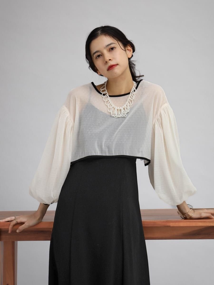 【ラシュッド/LASUD】のシフォンボレロレイヤードワンピース インテリア・キッズ・メンズ・レディースファッション・服の通販 founy(ファニー) 　ファッション　Fashion　レディースファッション　Fashion for Women　アウター　Coat / Outerwear Collection　ボレロ・ショート丈ジャケット / ドレス羽織りに　Boleros & Short Jackets　おすすめ　Recommended / Our Picks　キャミワンピース　Cami Dress, Slip Dress　シフォン　Chiffon, Lightweight Fabric　シャーリング　Shirring, Ruched　シンプル　Simple, Minimal　スリーブ　Sleeve, Long Sleeve / Short Sleeve　セレモニー　Ceremony　パイピング　Piping, Trim Design　ボレロ　Bolero, Short Cardigan　エレガント 上品　Elegant　結婚式　Wedding　シロクロ|ID: prp329100004550410 ipo3291000000032709128