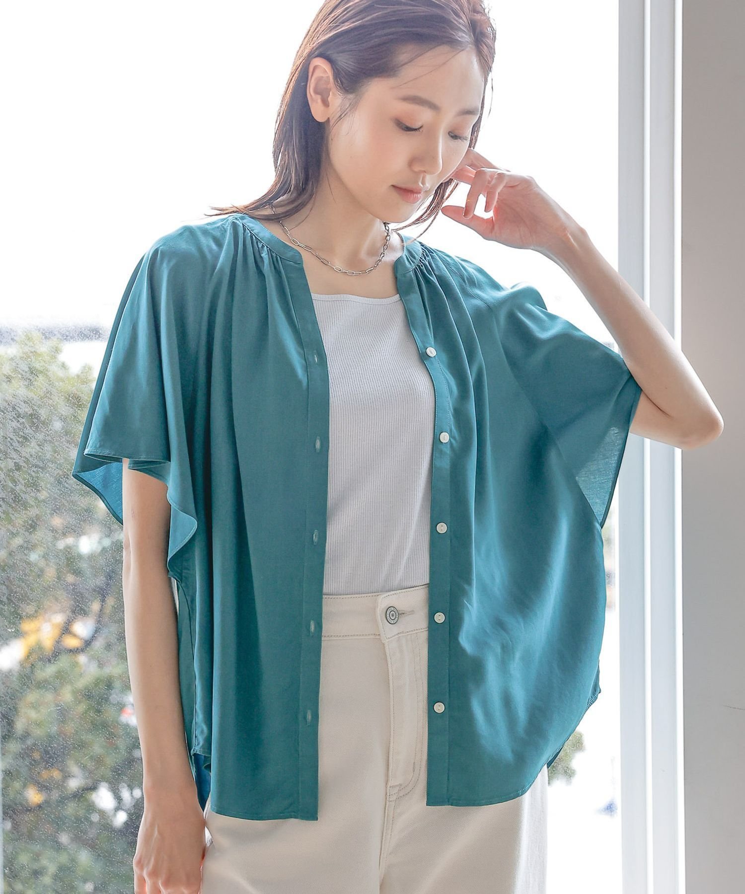 【グローバルワーク/GLOBAL WORK】のさらさらリラックスブラウス半袖/987187 人気、トレンドファッション・服の通販 founy(ファニー) 　ファッション　Fashion　レディースファッション　WOMEN　トップス・カットソー　Tops/Tshirt　シャツ/ブラウス　Shirts/Blouses　なめらか　Smooth　サロペット　Overalls　デコルテ　Decolletage　リラックス　Relax　ワイド　Wide　人気　Popularity　半袖　Short Sleeve　 other-1|ID: prp329100004550414 ipo3291000000032283757