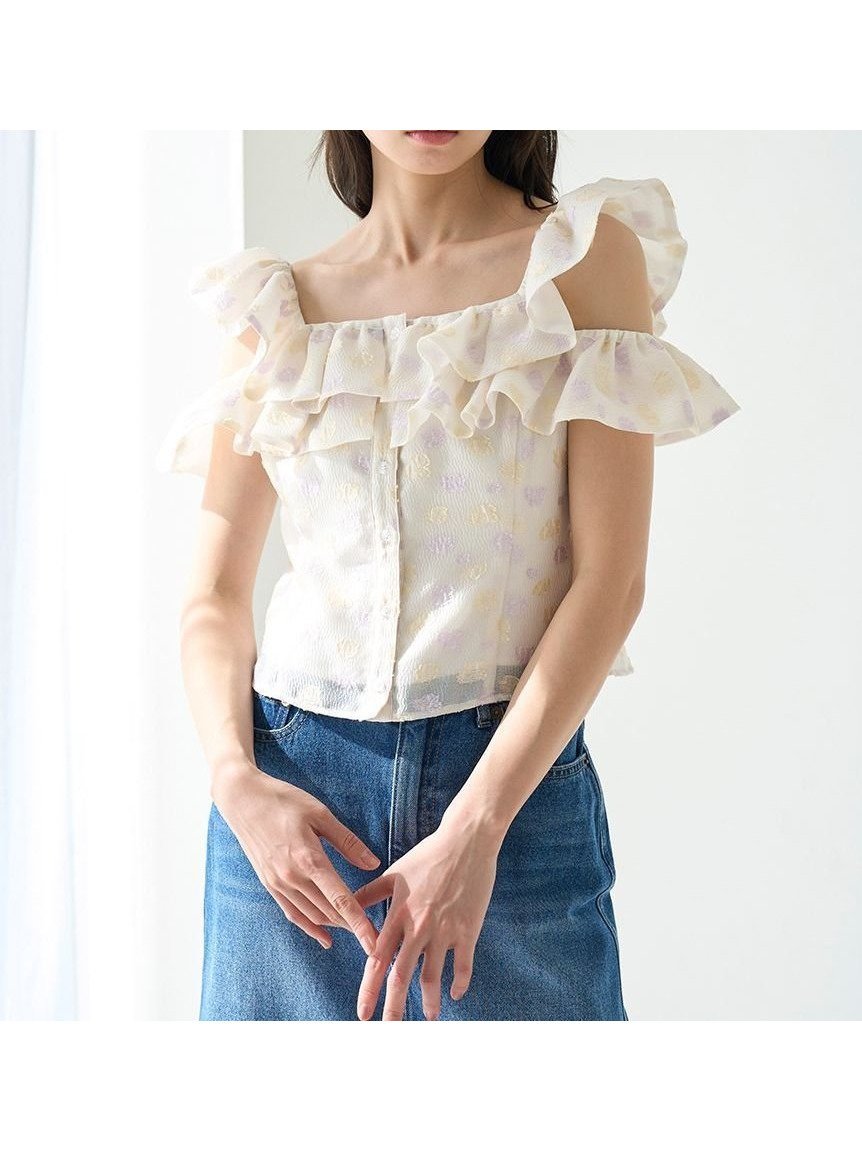 【スナイデル/SNIDEL】の【BOUQUET OF JOY】フラワージャガードブラウス インテリア・キッズ・メンズ・レディースファッション・服の通販 founy(ファニー) 　ファッション　Fashion　レディースファッション　Ladies' Fashion Online　トップス・カットソー　Tops/Tshirt　シャツ/ブラウス　Shirts/Blouses　オフショルダー　Off Shoulder　春　Spring　ショルダー　Shoulder　スクエア　Square　デコルテ　Decolletage　パープル　Purple　フラワー　Flower　フリル　Frills　ミックス　Mix　モチーフ　Motif　リボン　Ribbon　リュクス　Luxe　MIX[930]|ID: prp329100004550466 ipo3291000000032672563