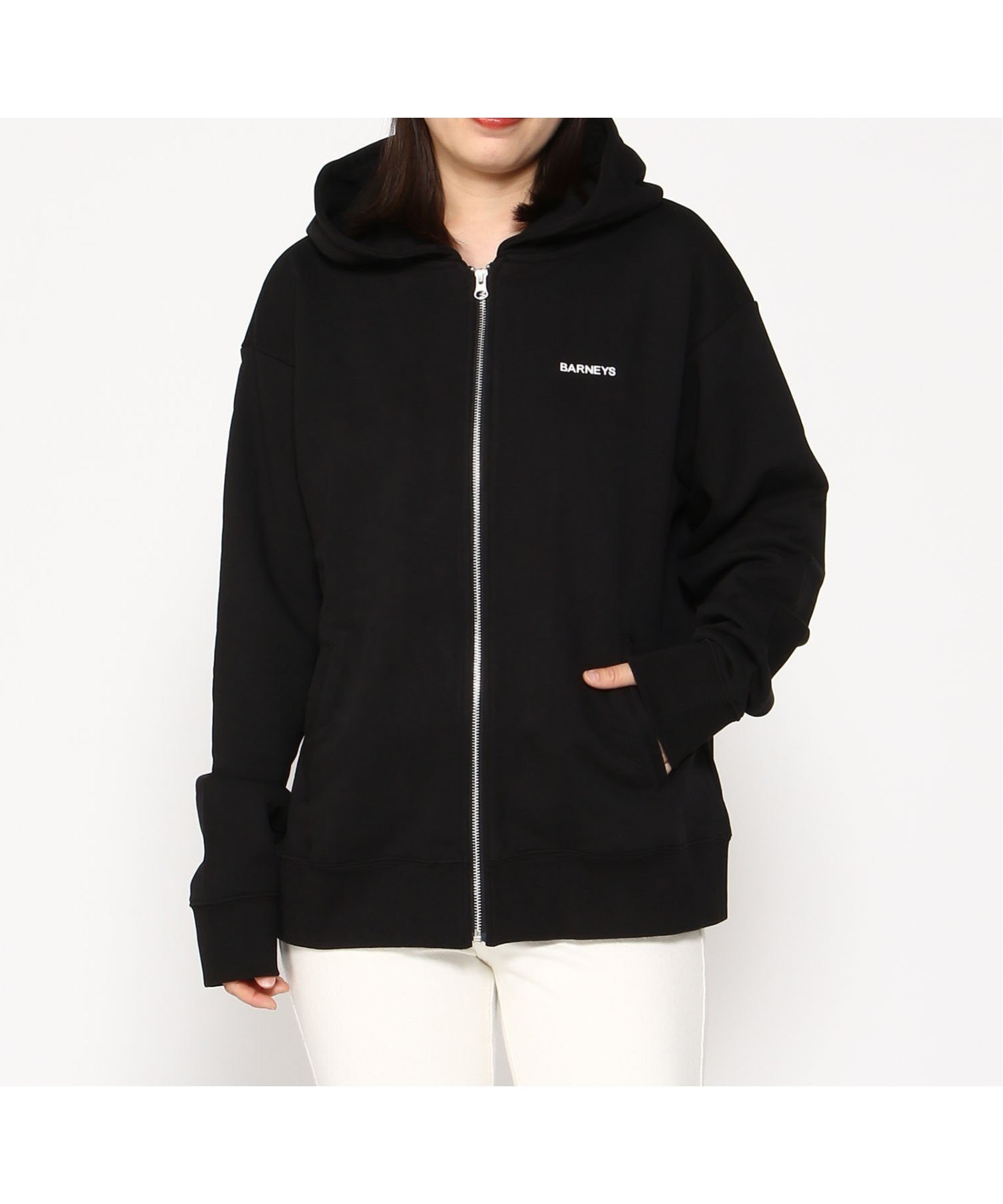 【その他のブランド/Other】のBARNEYS ロゴ入りスエットジップパーカ インテリア・キッズ・メンズ・レディースファッション・服の通販 founy(ファニー) 　ファッション　Fashion　レディースファッション　WOMEN　トップス・カットソー　Tops/Tshirt　パーカ　Sweats　ジップアップ　Zip Up　センター　Center　BLACK|ID: prp329100004550523 ipo3291000000032160214