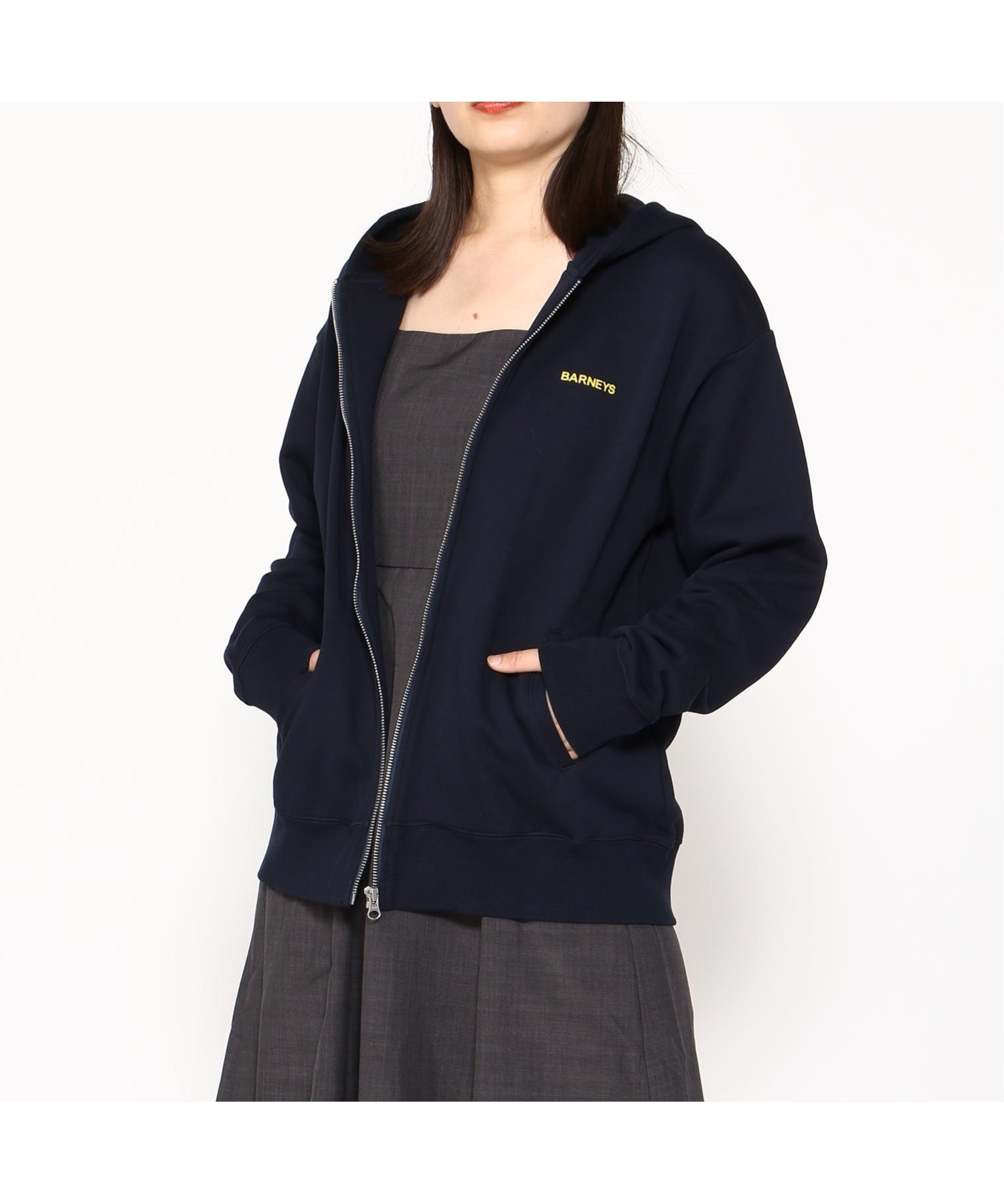 【その他のブランド/Other】のBARNEYS ロゴ入りスエットジップパーカ インテリア・キッズ・メンズ・レディースファッション・服の通販 founy(ファニー) 　ファッション　Fashion　レディースファッション　WOMEN　トップス・カットソー　Tops/Tshirt　パーカ　Sweats　ジップアップ　Zip Up　センター　Center　NAVY|ID: prp329100004550523 ipo3291000000032160216