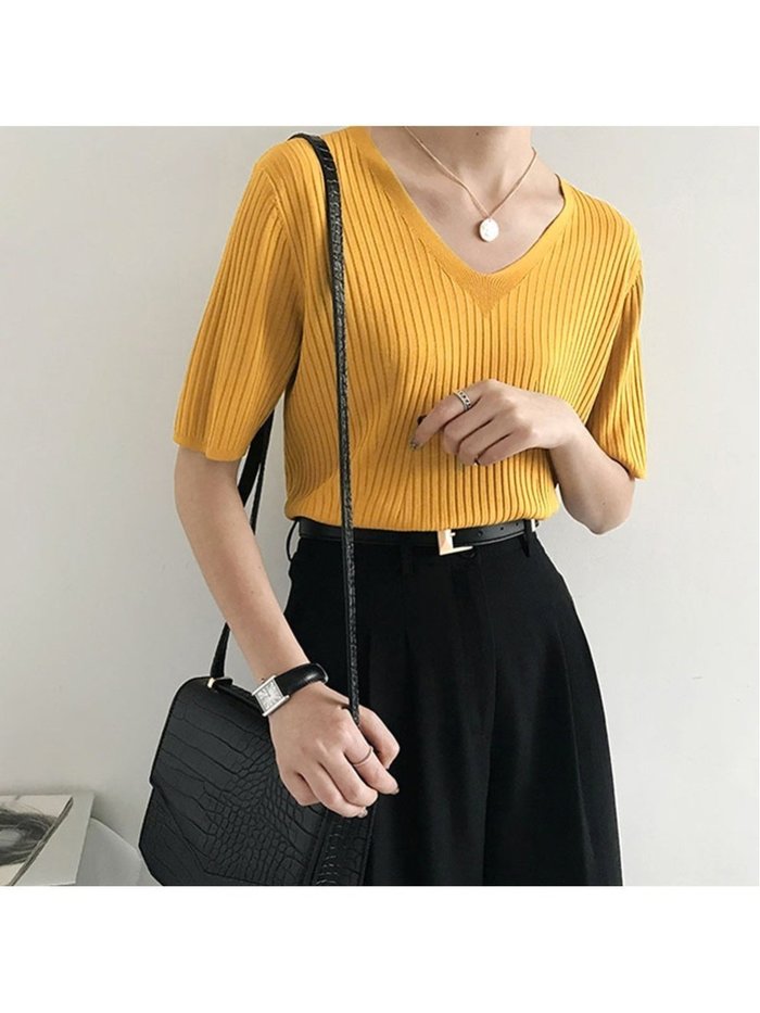 【ミニミニストア/miniministore】の5分袖リブニット夏服トップス レディース インテリア・キッズ・メンズ・レディースファッション・服の通販 founy(ファニー) https://founy.com/ ファッション Fashion レディースファッション Ladies' Fashion Online トップス・カットソー Tops/Tshirt ニット Knit Tops イエロー Yellow インナー Inner カットソー Cut And Sew サマー Summer シンプル Simple デニム Denim ニットソー Knit Sew ベスト Vest リブニット Rib Knit 夏 Summer 洗える Washable 無地 Plain Color |ID: prp329100004550536 ipo3291000000032605592