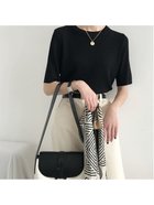 【ミニミニストア/miniministore】の5分袖リブニット夏服トップス レディース クルーネック*ブラック|ID: prp329100004550536 ipo3291000000032605611