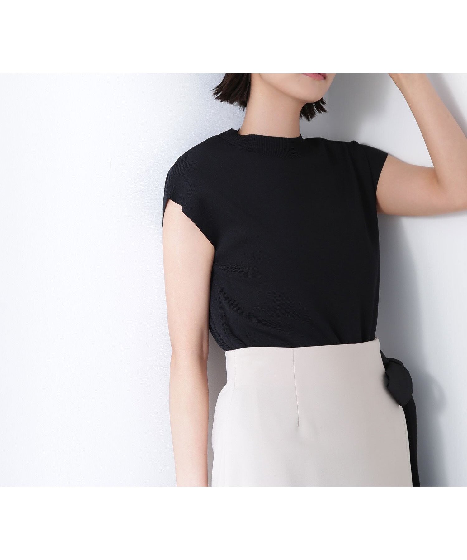 【ナチュラル ビューティー ベーシック/NATURAL BEAUTY BASIC】の総針ベーシックシリーズ モックネックニット インテリア・キッズ・メンズ・レディースファッション・服の通販 founy(ファニー) 　ファッション　Fashion　レディースファッション　Fashion for Women　トップス・カットソー　Cut & Sew Tops　ニット　Knit Tops & Sweaters　スリーブ　Sleeve, Long Sleeve / Short Sleeve　トレンド　Trend, Trending Now　フレンチ　French, French Style　ベーシック　Basic, Essential　定番　Standard, Basic Item　ブラック|ID: prp329100004550607 ipo3291000000033588442