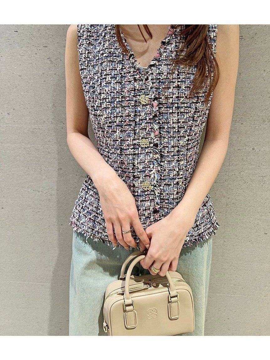 【スナイデル/SNIDEL】のサマーツイードジレ インテリア・キッズ・メンズ・レディースファッション・服の通販 founy(ファニー) 　ファッション　Fashion　レディースファッション　WOMEN　アウター　Coat Outerwear　トップス・カットソー　Tops/Tshirt　ベスト/ジレ　Gilets/Vests　おすすめ　Recommend　ウェーブ　Wave　サマー　Summer　ストレート　Straight　スパンコール　Sequins　ツイード　Tweed　デニム　Denim　フロント　Front　ミックス　Mix　リボン　Ribbon　リュクス　Luxe　エレガント 上品　Elegant　今季　This Season　MIX[930]|ID: prp329100004550630 ipo3291000000032242150