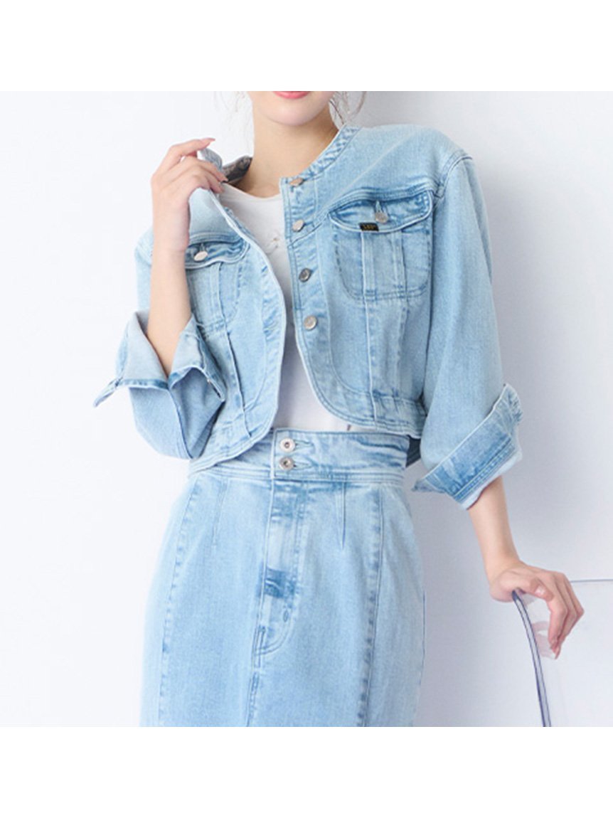 【セルフォード/CELFORD】の【CELFORD×Lee】デニムジャケット インテリア・キッズ・メンズ・レディースファッション・服の通販 founy(ファニー) 　ファッション　Fashion　レディースファッション　Fashion for Women　アウター　Coat / Outerwear Collection　レディースジャケット・軽アウター　Jackets　デニムジャケット / カジュアルアウター　Denim Jackets　コレクション　Collection, Seasonal Line　ジャケット　Jacket, Outerwear　デニム　Denim, Jeans Material　フィット　Fit, Slim Fit　フロント　Front, Front Design　ブルゾン　Blouson, Bomber Jacket　ヘムライン　Hemline, Bottom Cut　ラウンド　Round, Round Neck　レギュラー　Regular, Standard Fit　LBLU[081]|ID: prp329100004550705 ipo3291000000033910788