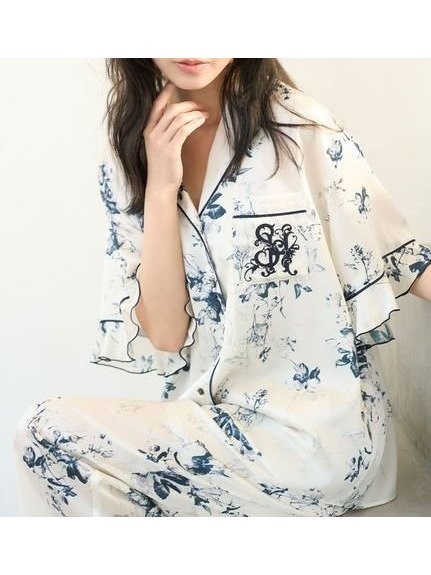 【スナイデル ホーム/SNIDEL HOME】の【Luxshine】【接触冷感】プリント開襟シャツ インテリア・キッズ・メンズ・レディースファッション・服の通販 founy(ファニー) 　ファッション　Fashion　レディースファッション　Ladies' Fashion Online　トップス・カットソー　Tops/Tshirt　シャツ/ブラウス　Shirts/Blouses　おすすめ　Recommend　ドレープ　Drape　パイピング　Piping　フラワー　Flower　フリル　Frills　プリント　Print　リュクス　Luxe　ロング　Long　エレガント 上品　Elegant　吸水　Water Absorption　OWHT[002]|ID: prp329100004550710 ipo3291000000032692157