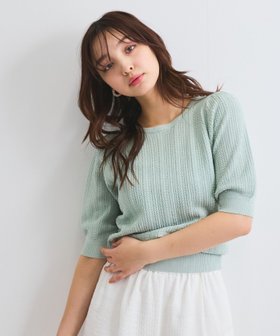 【クイーンズ コート/QUEENS COURT】の透かし編みパフスリーブニット≪手洗い可能≫ 人気、トレンドファッション・服の通販 founy(ファニー) ファッション Fashion レディースファッション Fashion for Women トップス・カットソー Cut & Sew Tops ニット Knit Tops & Sweaters イエロー Yellow ギャザー Gathered, Ruffled ポケット Pocket, Pocket Detail レース Lace, Lace Fabric |ID:prp329100004550730