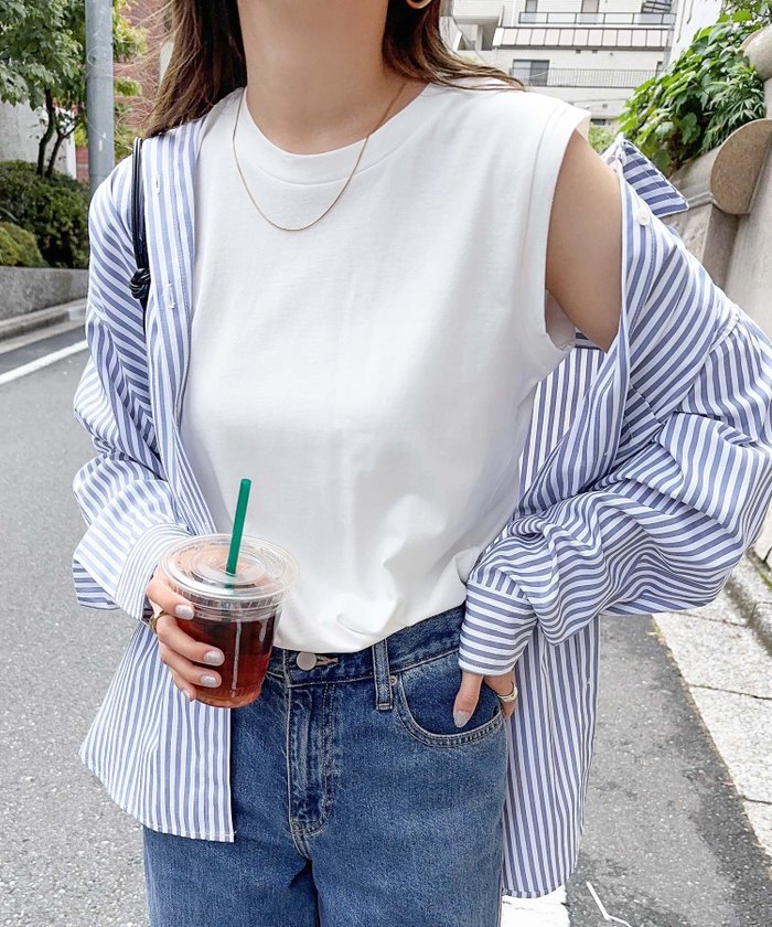 【その他のブランド/Other】のコットン 天竺 ノースリーブ トップス インテリア・キッズ・メンズ・レディースファッション・服の通販 founy(ファニー) https://founy.com/ ファッション Fashion レディースファッション Fashion for Women トップス・カットソー Cut & Sew Tops キャミソール&ノースリーブ Camisoles & Sleeveless Tops コンパクト Compact, Small Size サロペ Salopette, Salopette Dress ジャケット Jacket, Outerwear ノースリーブ Sleeveless, No-Sleeve ベーシック Basic, Essential |ID: prp329100004550750 ipo3291000000032644483