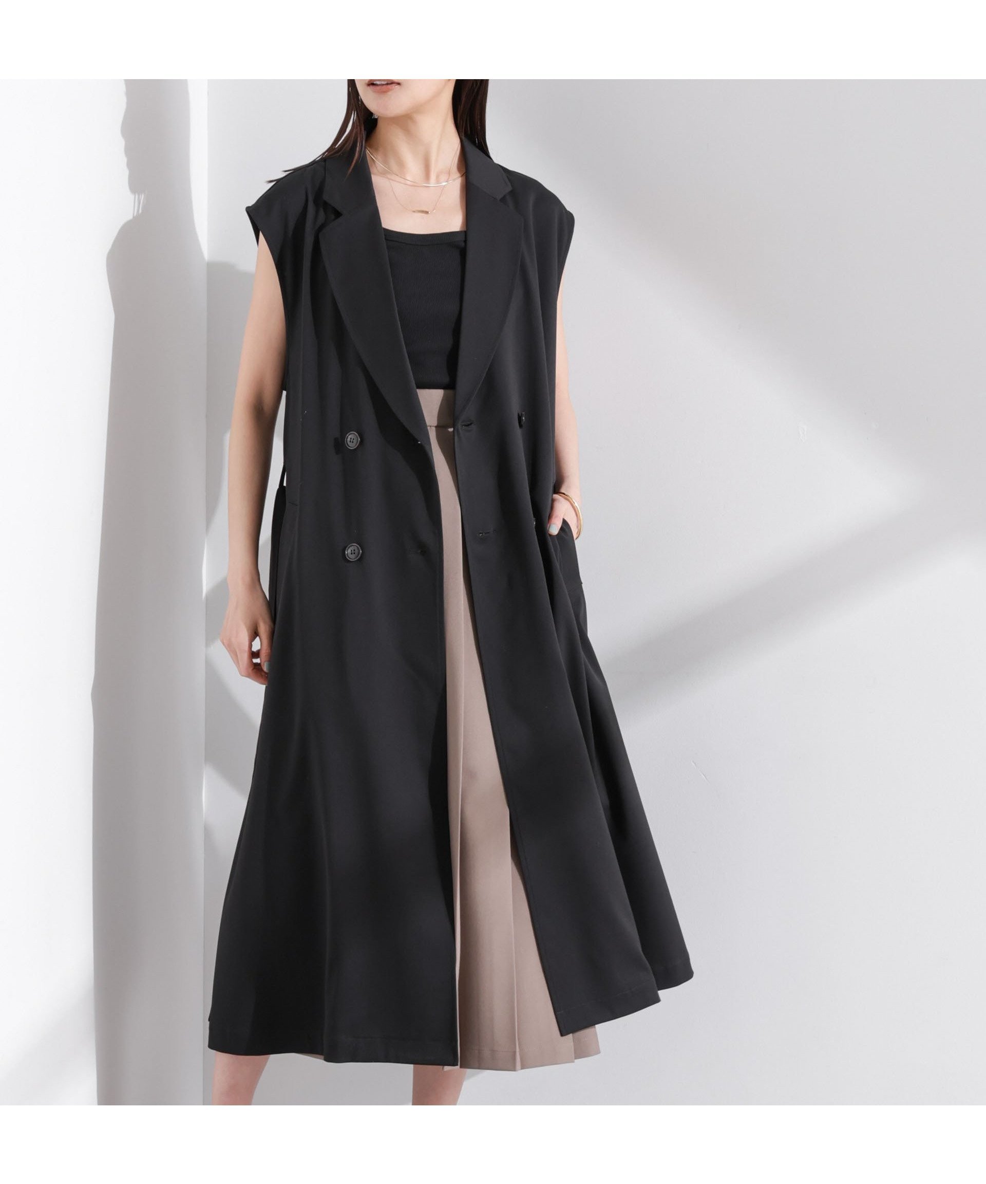 【ナノ ユニバース/nano universe】のダブルボタンロングジレ インテリア・キッズ・メンズ・レディースファッション・服の通販 founy(ファニー) 　ファッション　Fashion　レディースファッション　Fashion for Women　アウター　Coat / Outerwear Collection　トップス・カットソー　Cut & Sew Tops　ベスト&ジレ / 重ね着スタイル　Vests & Gilets　インナー　Innerwear　ウォッシャブル　Machine Washable　春　Spring　ボトム　Bottoms, Lower Wear　マニッシュ　Mannish, Boyish　リボン　Ribbon, Bow　リラックス　Relax, Relaxed Fit　ロング　Long, Long-Length　夏　Summer　ビジネス 仕事 通勤　Business / Work / Commuting　2025年　2025　2025春夏・S/S　Spring/Summer 2025 SS25　ブラック|ID: prp329100004550801 ipo3291000000032713618