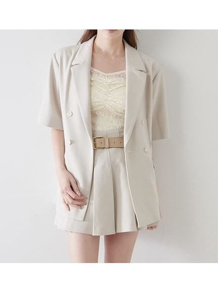 【スナイデル/SNIDEL】のハーフスリーブジャケット インテリア・キッズ・メンズ・レディースファッション・服の通販 founy(ファニー) 　ファッション　Fashion　レディースファッション　WOMEN　アウター　Coat Outerwear　ジャケット　Jackets　キャミソール　Camisole　クラシカル　Classical　ストレート　Straight　ダブル　Double　チェック　Check　フェミニン　Feminine　ポケット　Pocket　楽ちん　Easy　おすすめ　Recommend　夏　Summer　IVR[003]|ID: prp329100004550850 ipo3291000000032410712