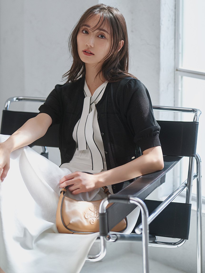 【セルフォード/CELFORD】のハーフスリーブシアーカーディガン インテリア・キッズ・メンズ・レディースファッション・服の通販 founy(ファニー) 　ファッション　Fashion　レディースファッション　WOMEN　トップス・カットソー　Tops/Tshirt　カーディガン　Cardigans　カーディガン　Cardigan　シンプル　Simple　スリーブ　Sleeve　ノースリーブ　No Sleeve　ハーフ　Half　プレート　Plate　ポケット　Pocket　メタル　Metal　エレガント 上品　Elegant　夏　Summer　BLK[009]|ID: prp329100004550912 ipo3291000000032253328