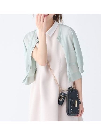 【セルフォード/CELFORD】のハーフスリーブシアーカーディガン インテリア・キッズ・メンズ・レディースファッション・服の通販 founy(ファニー) 　ファッション　Fashion　レディースファッション　WOMEN　トップス・カットソー　Tops/Tshirt　カーディガン　Cardigans　カーディガン　Cardigan　シンプル　Simple　スリーブ　Sleeve　ノースリーブ　No Sleeve　ハーフ　Half　プレート　Plate　ポケット　Pocket　メタル　Metal　エレガント 上品　Elegant　夏　Summer　MNT[021]|ID: prp329100004550912 ipo3291000000032253329