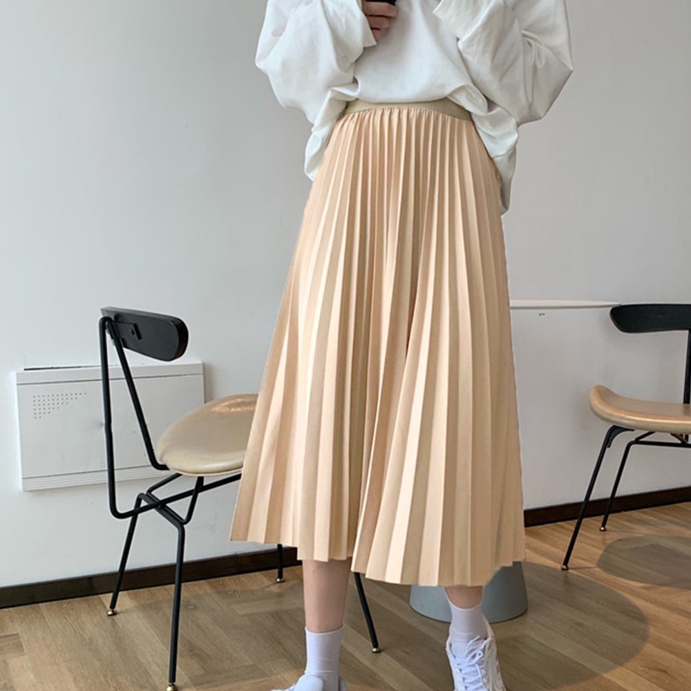 【ミニミニストア/miniministore】のプリーツスカート ハイウエスト 着やせ インテリア・キッズ・メンズ・レディースファッション・服の通販 founy(ファニー) 　ファッション　Fashion　レディースファッション　Ladies' Fashion Online　スカート　Skirt　プリーツスカート　Pleated Skirts　トレーナー　Trainer　ハーフ　Half　フェミニン　Feminine　フレア　Flare　プリーツ　Pleats　無地　Plain Color　ベージュ|ID: prp329100004551683 ipo3291000000032639059