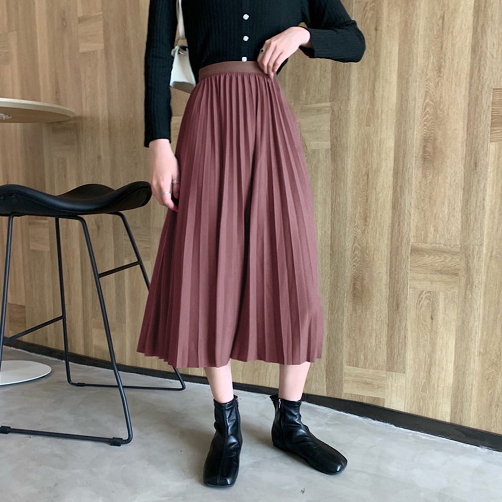 【ミニミニストア/miniministore】のプリーツスカート ハイウエスト 着やせ インテリア・キッズ・メンズ・レディースファッション・服の通販 founy(ファニー) 　ファッション　Fashion　レディースファッション　Ladies' Fashion Online　スカート　Skirt　プリーツスカート　Pleated Skirts　トレーナー　Trainer　ハーフ　Half　フェミニン　Feminine　フレア　Flare　プリーツ　Pleats　無地　Plain Color　くすみピンク|ID: prp329100004551683 ipo3291000000032639066