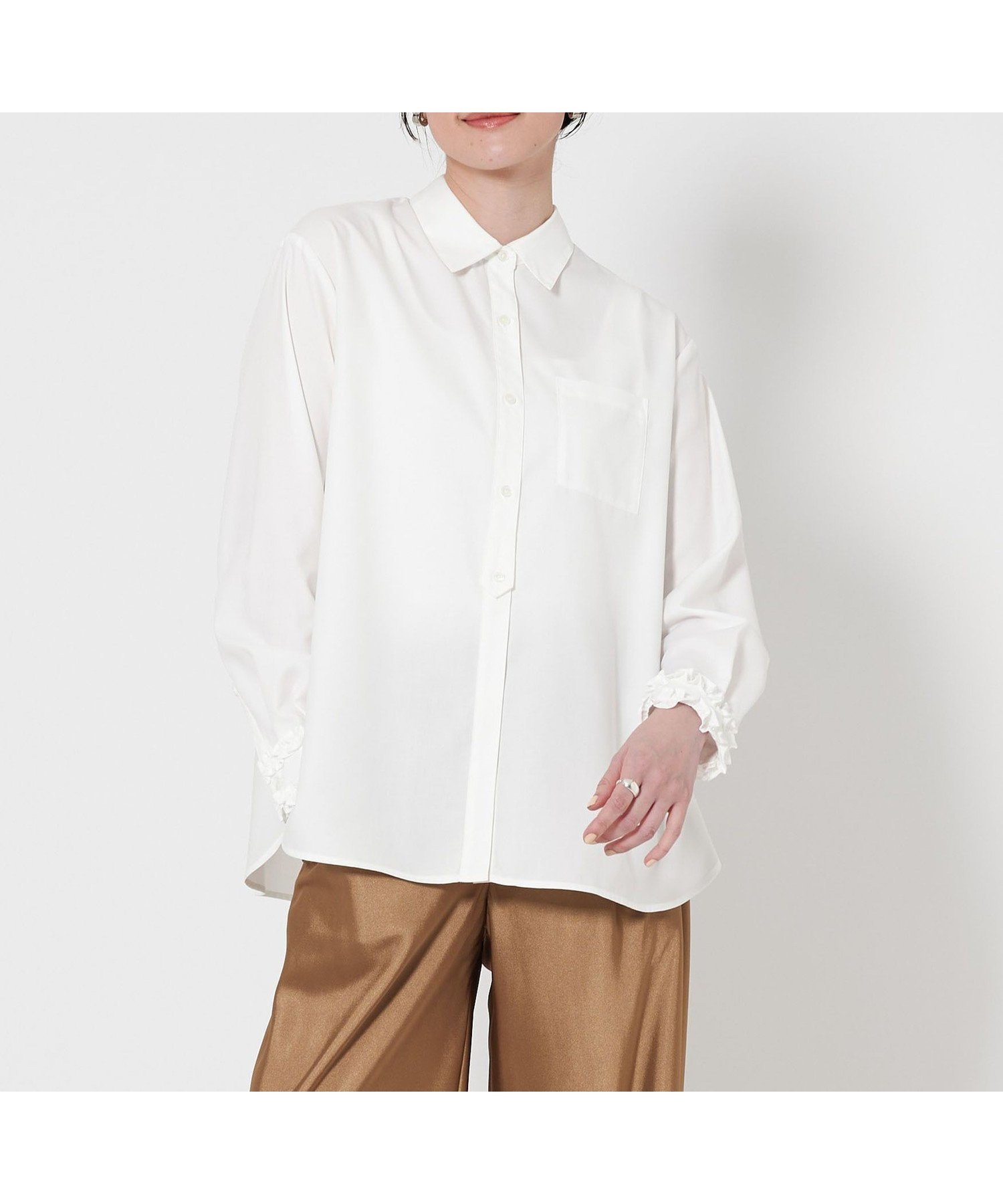 【ユナイテッドアローズ/UNITED ARROWS】のミニフリル ブラウス インテリア・キッズ・メンズ・レディースファッション・服の通販 founy(ファニー) 　ファッション　Fashion　レディースファッション　Fashion for Women　トップス・カットソー　Cut & Sew Tops　シャツ・ブラウス・オフィスカジュアル　Elegant Blouses & Button-Ups　おすすめ　Recommended / Our Picks　カフス　Cuff Design　ドレープ　Drape, Draping Fabric　フリル　Frill, Ruffle　ベーシック　Basic, Essential　ビジネス 仕事 通勤　Business / Work / Commuting　OFF WHITE|ID: prp329100004551734 ipo3291000000033337942