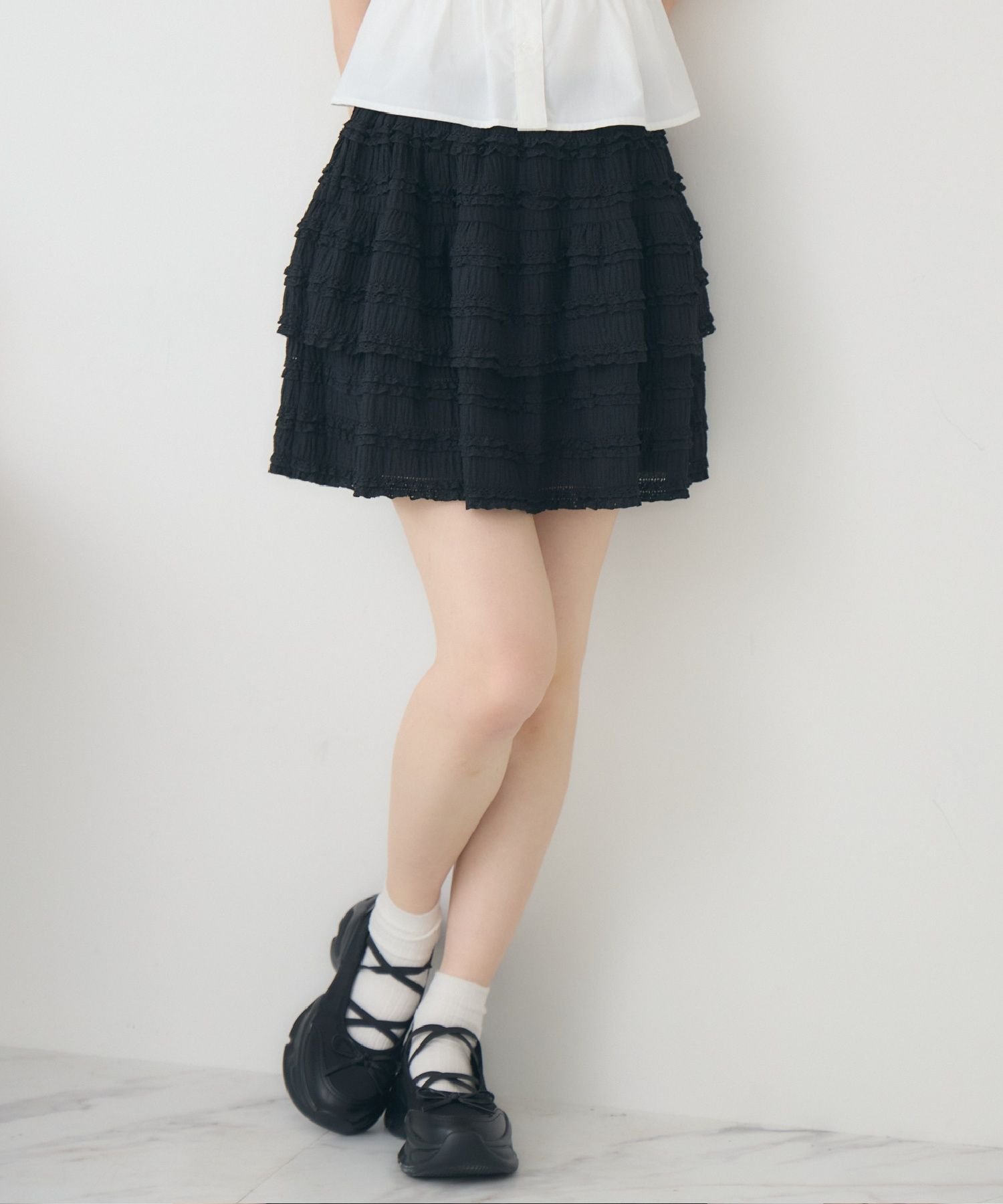 【レトロガール/RETRO GIRL】のレースフリルミニSK インテリア・キッズ・メンズ・レディースファッション・服の通販 founy(ファニー) 　ファッション　Fashion　レディースファッション　Fashion for Women　スカート　Skirts　ガーリー　Girly, Feminine Style　ティアードスカート　Tiered Skirt, Flounced Skirt　バレエ　Ballet, Ballet Style　フリル　Frill, Ruffle　ミニスカート　Mini Skirt, Short Skirt　レース　Lace, Lace Fabric　夏　Summer　ブラック|ID: prp329100004551738 ipo3291000000032712766