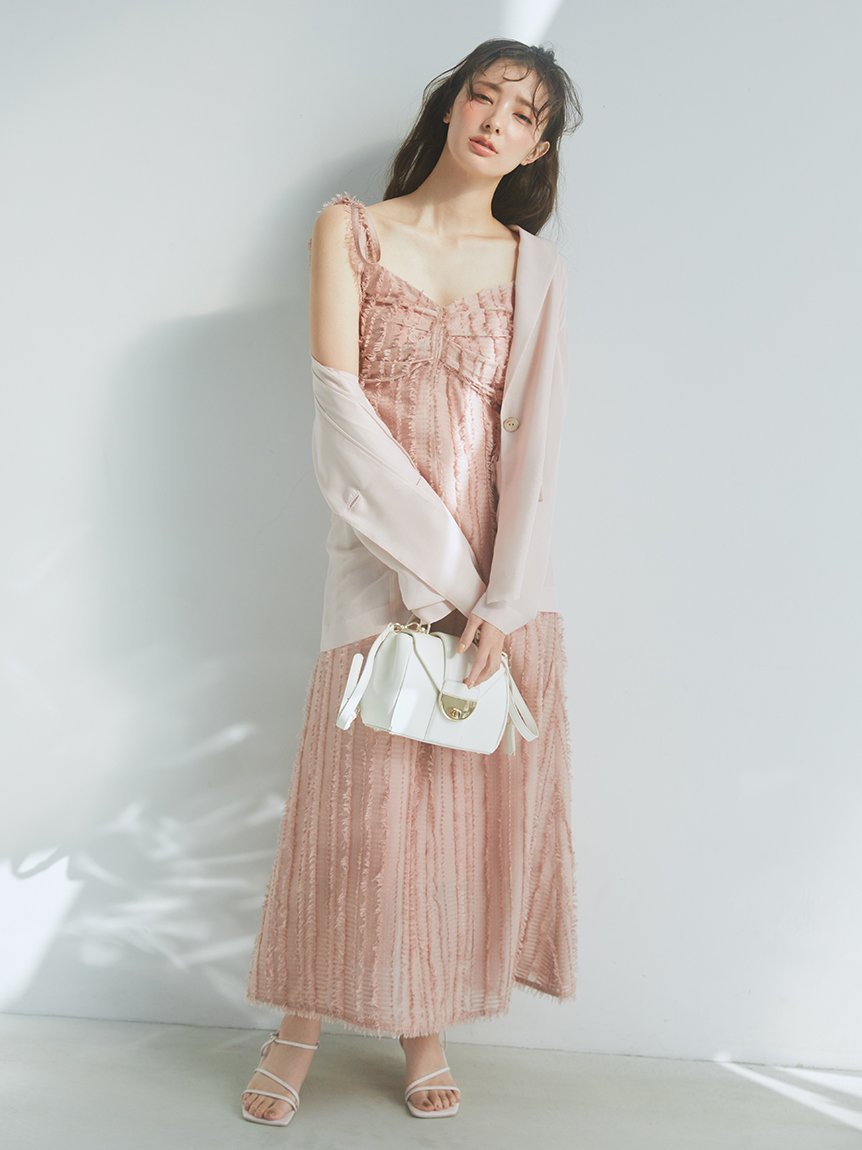 【フレイ アイディー/FRAY I.D】の【WEB限定カラー】フリンジキャミワンピース インテリア・キッズ・メンズ・レディースファッション・服の通販 founy(ファニー) 　ファッション　Fashion　レディースファッション　WOMEN　ワンピース　Dress　キャミワンピース　No Sleeve Dresses　キャミワンピース　Cami Dress　ギャザー　Gather　デコルテ　Decolletage　トレンド　Trend　フリンジ　Fringe　フレア　Flare　ラップ　Wrap　リボン　Ribbon　リュクス　Luxe　エレガント 上品　Elegant　[限定]PBEG[036]|ID: prp329100004551879 ipo3291000000032170920
