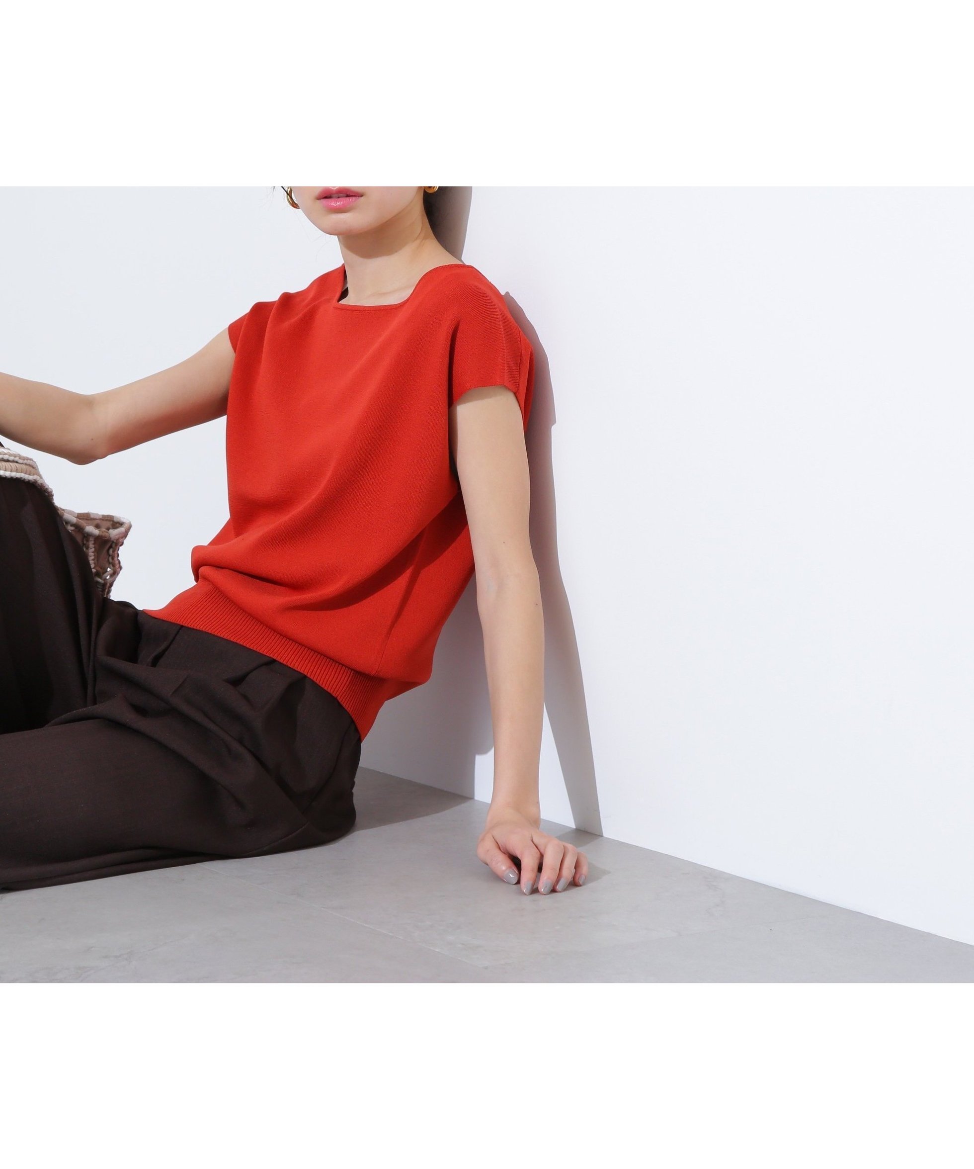 【ナチュラル ビューティー ベーシック/NATURAL BEAUTY BASIC】の総針ベーシックシリーズ ボートネックニット インテリア・キッズ・メンズ・レディースファッション・服の通販 founy(ファニー) 　ファッション　Fashion　レディースファッション　Fashion for Women　トップス・カットソー　Cut & Sew Tops　ニット　Knit Tops & Sweaters　オレンジ　Orange　スリーブ　Sleeve, Long Sleeve / Short Sleeve　フレンチ　French, French Style　ベーシック　Basic, Essential　モックネック　Mock Neck, Short Turtleneck　定番　Standard, Basic Item　オレンジ|ID: prp329100004552153 ipo3291000000032899115