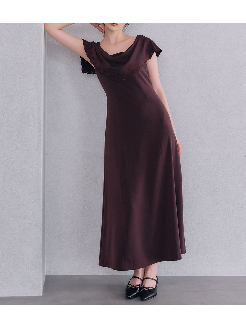 【リリーブラウン/Lily Brown】のエンブロイダリードレープドレス インテリア・キッズ・メンズ・レディースファッション・服の通販 founy(ファニー) 　雑誌掲載アイテム　Magazine Picks & Fashion Features　ファッション雑誌　Fashion Magazines　スウィート　Sweet　ファッション　Fashion　レディースファッション　Fashion for Women　ワンピース　Dresses　フォーマル・パーティードレス・結婚式用ドレス　Elegant & Casual Dresses　6月号　June Issue, Jun. Edition　エレガント 上品　Elegant　オケージョン　Occasion Wear　サテン　Satin, Glossy Fabric　シンプル　Simple, Minimal　スカラップ　Scallop, Scalloped Edge　ドット　Polka Dot, Dot Pattern　レース　Lace, Lace Fabric　雑誌　Magazine, Fashion Magazine　BRW[058]|ID: prp329100004552220 ipo3291000000032748211
