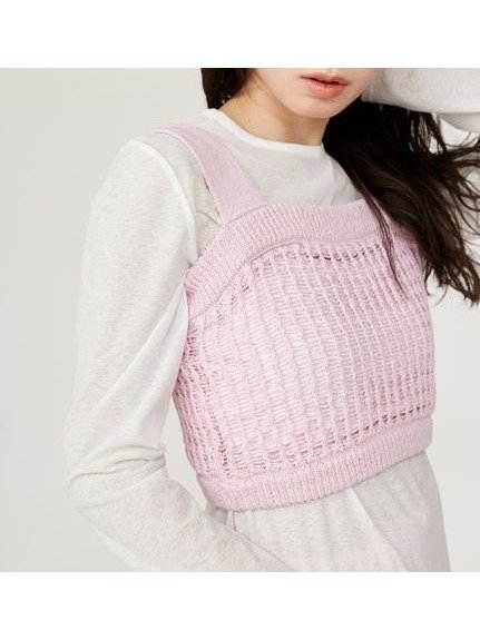 【エミ/emmi】のメッシュニットベアトップス インテリア・キッズ・メンズ・レディースファッション・服の通販 founy(ファニー) 　ファッション　Fashion　レディースファッション　Ladies' Fashion Online　トップス・カットソー　Tops/Tshirt　ニット　Knit Tops　おすすめ　Recommend　インナー　Inner　セットアップ　Set Up　ラップ　Wrap　PNK[066]|ID: prp329100004552256 ipo3291000000032605702