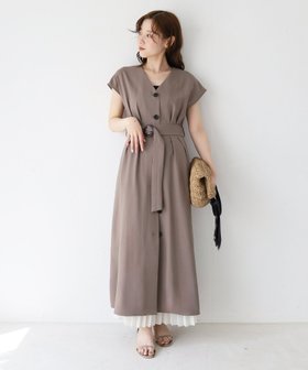 【ルクールブラン/le.coeur blanc】の《WEB限定アイテム》リネンライクフロントボタンワンピース 人気、トレンドファッション・服の通販 founy(ファニー) ファッション Fashion レディースファッション WOMEN ワンピース Dress デニム Denim リラックス Relax 夏 Summer |ID:prp329100004552268