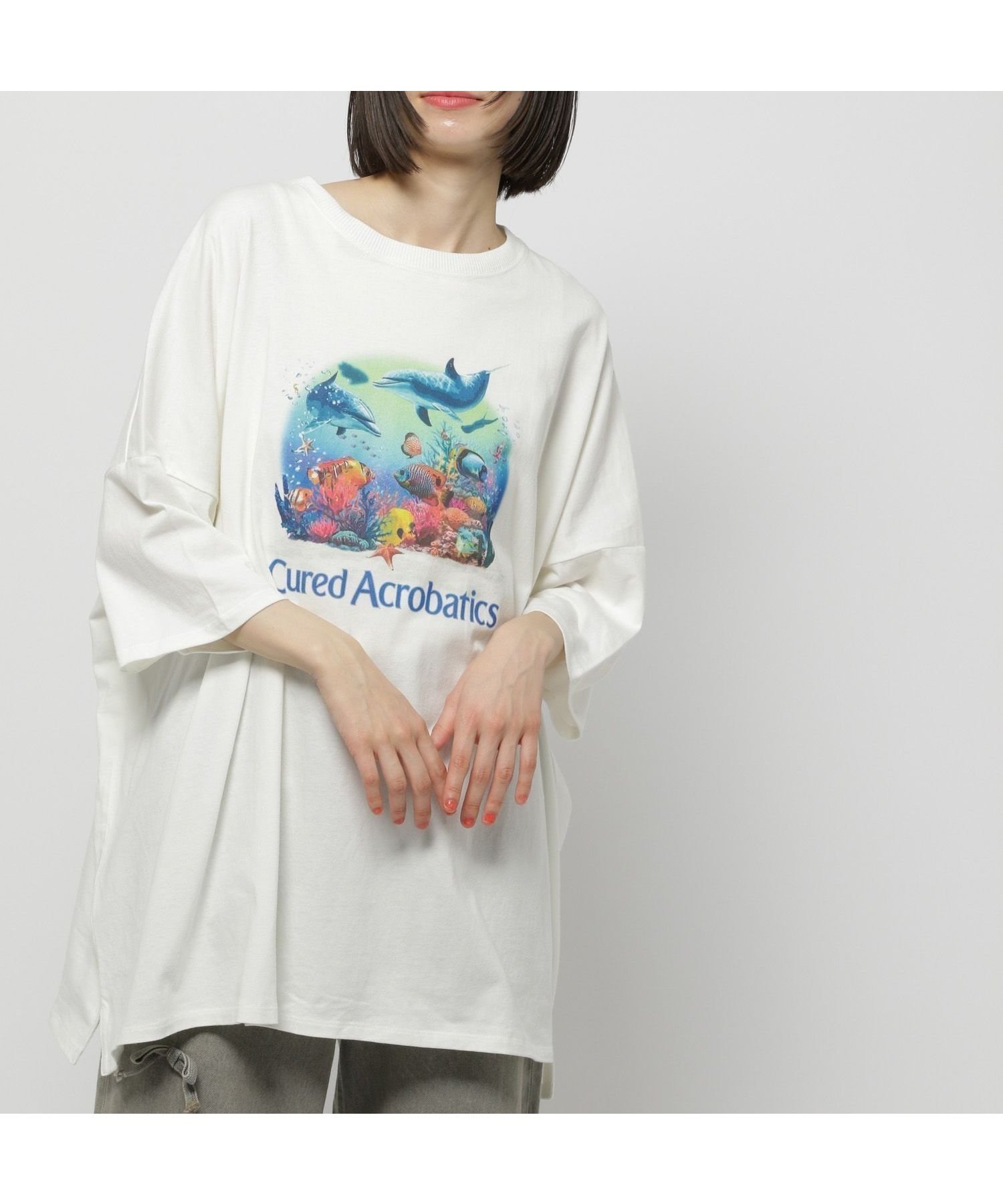 【ニコアンド/niko and】のイルカアソートBIGTシャツ インテリア・キッズ・メンズ・レディースファッション・服の通販 founy(ファニー) 　ファッション　Fashion　レディースファッション　Ladies' Fashion Online　トップス・カットソー　Tops/Tshirt　シャツ/ブラウス　Shirts/Blouses　ロング / Tシャツ　T-Shirts　おすすめ　Recommend　プリント　Print　ボトム　Bottom　ヴィンテージ　Vintage　オフホワイト11|ID: prp329100004552274 ipo3291000000032623607