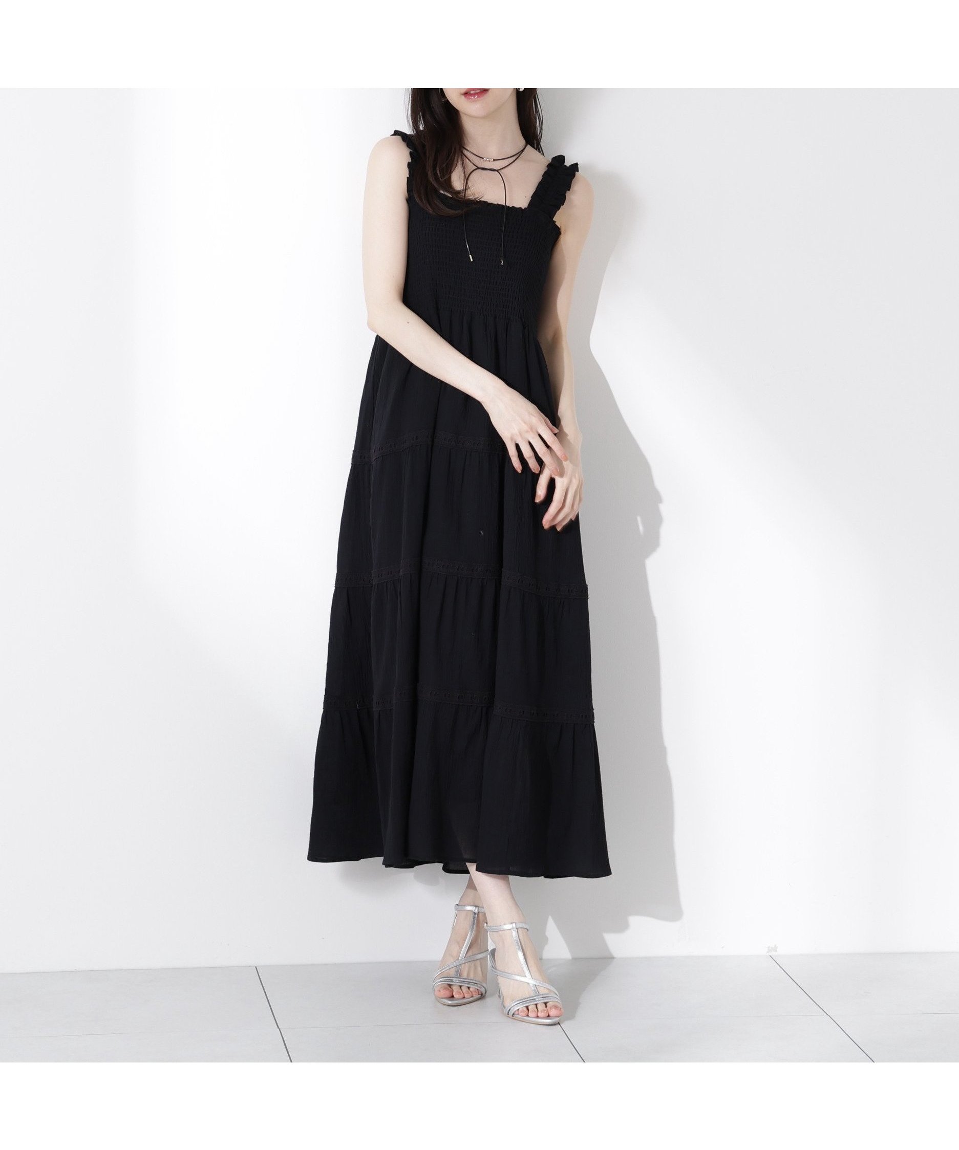 【プロポーション ボディドレッシング/PROPORTION BODY DRESSING】の《EDIT COLOGNE》レース付きティアードワンピース インテリア・キッズ・メンズ・レディースファッション・服の通販 founy(ファニー) 　ファッション　Fashion　レディースファッション　Fashion for Women　ワンピース　Dresses　カーディガン　Cardigan, Knitwear　ティアード　Tiered, Tiered Style　ティアードワンピース　Tiered Dress, Flared Dress　トリミング　Trimming, Decorative Edge　フリル　Frill, Ruffle　レース　Lace, Lace Fabric　夏　Summer　ブラック|ID: prp329100004552314 ipo3291000000033567053