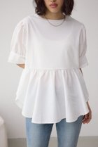 【アズール バイ マウジー/AZUL by moussy】の袖カフスペプラムトップス WHT|ID: prp329100004552375 ipo3291000000032677588