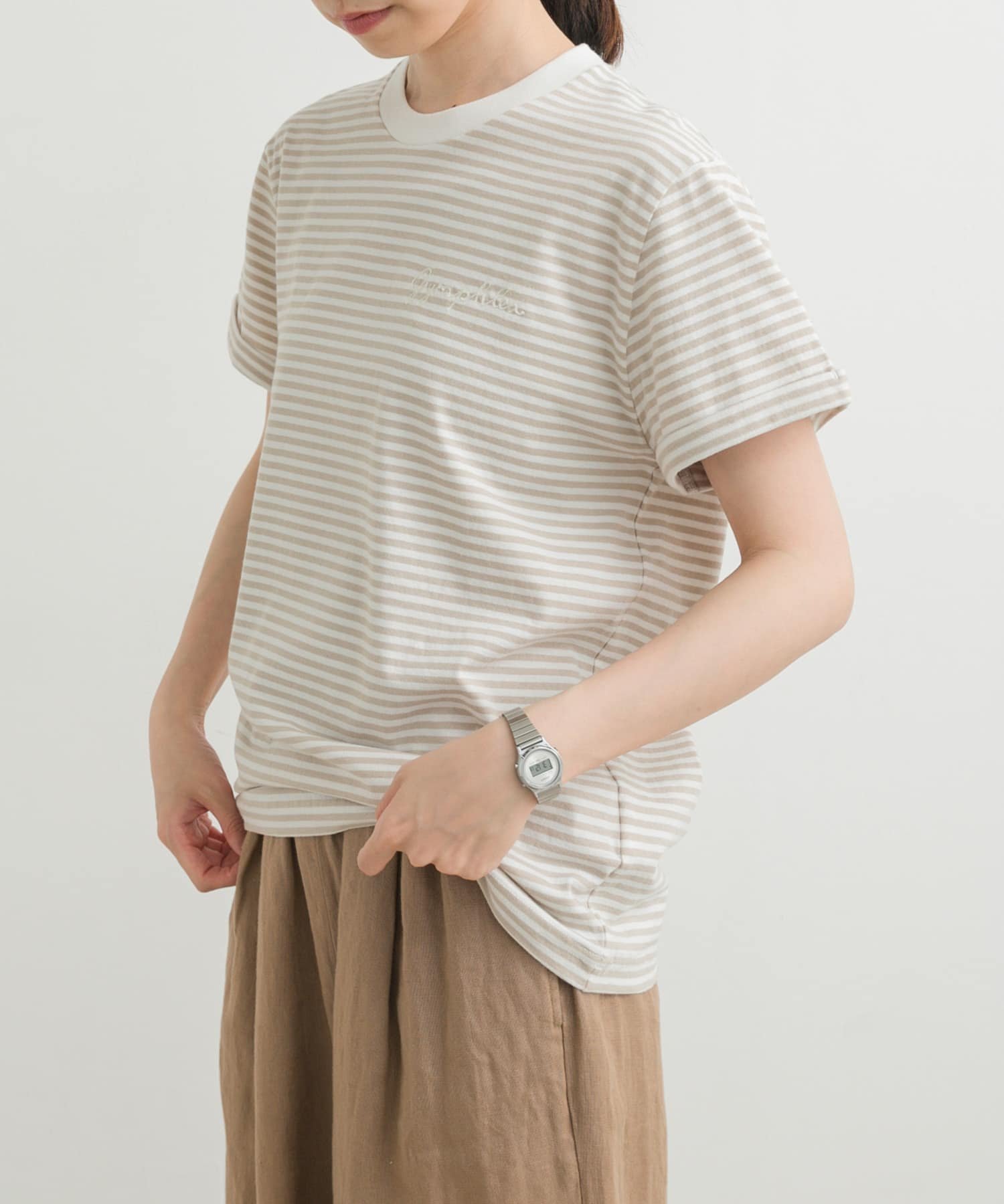 【アーバンリサーチ ドアーズ/URBAN RESEARCH DOORS】のGYMPHLEX SHORT-SLEEVE T-SHIRTS インテリア・キッズ・メンズ・レディースファッション・服の通販 founy(ファニー) 　ファッション　Fashion　レディースファッション　Fashion for Women　トップス・カットソー　Cut & Sew Tops　シャツ・ブラウス・オフィスカジュアル　Elegant Blouses & Button-Ups　ロングTシャツ・Tシャツ　Longline T-Shirts & Tees　2025年　2025　2025春夏・S/S　Spring/Summer 2025 SS25　スポーツ　Sports, Activewear　夏　Summer　S/S・春夏　SS, Spring/Summer, Warm Season　BEG STRIPE|ID: prp329100004552465 ipo3291000000033571323