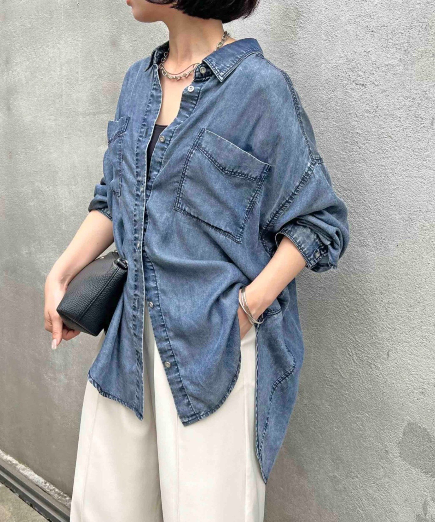 【ジェナ エスパス メルヴェイユ/Jena espace merveilleux】の【販売後即完売】【夏も着れる】テンセルデニムシャツ インテリア・キッズ・メンズ・レディースファッション・服の通販 founy(ファニー) 　ファッション　Fashion　レディースファッション　Fashion for Women　トップス・カットソー　Cut & Sew Tops　シャツ・ブラウス・オフィスカジュアル　Elegant Blouses & Button-Ups　春　Spring　スマート　Smart, Elegant　とろみ　Fluid, Flowy Fabric　デニム　Denim, Jeans Material　A/W・秋冬　Autumn/Winter　S/S・春夏　SS, Spring/Summer, Warm Season　再入荷　Restock / Back in Stock　おすすめ　Recommended / Our Picks　夏　Summer　ブルー|ID: prp329100004552622 ipo3291000000033391896